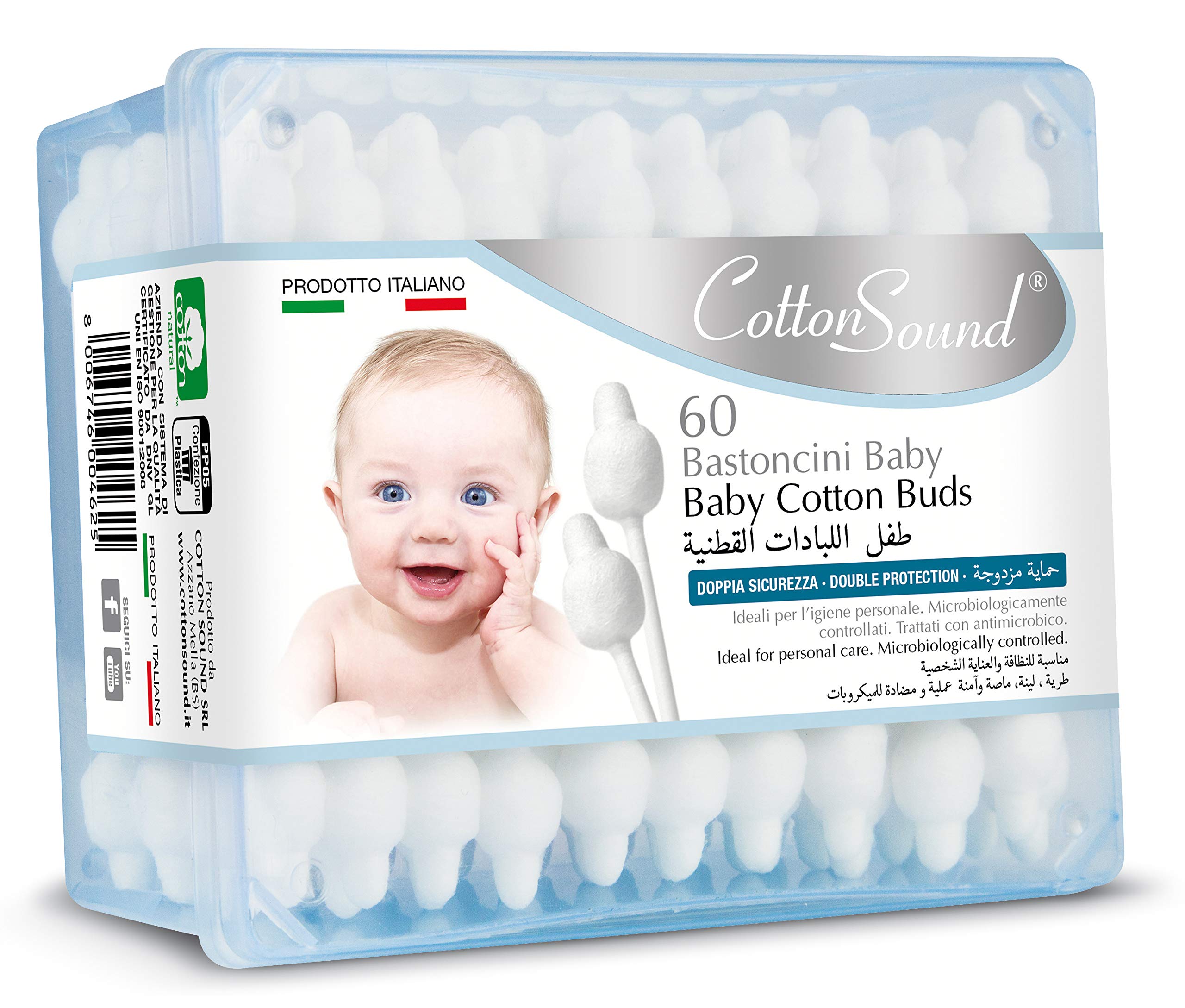COTTON SOUND Bastoncini Orecchie 60 Pezzi Bambino Prodotto Per Igiene Personale