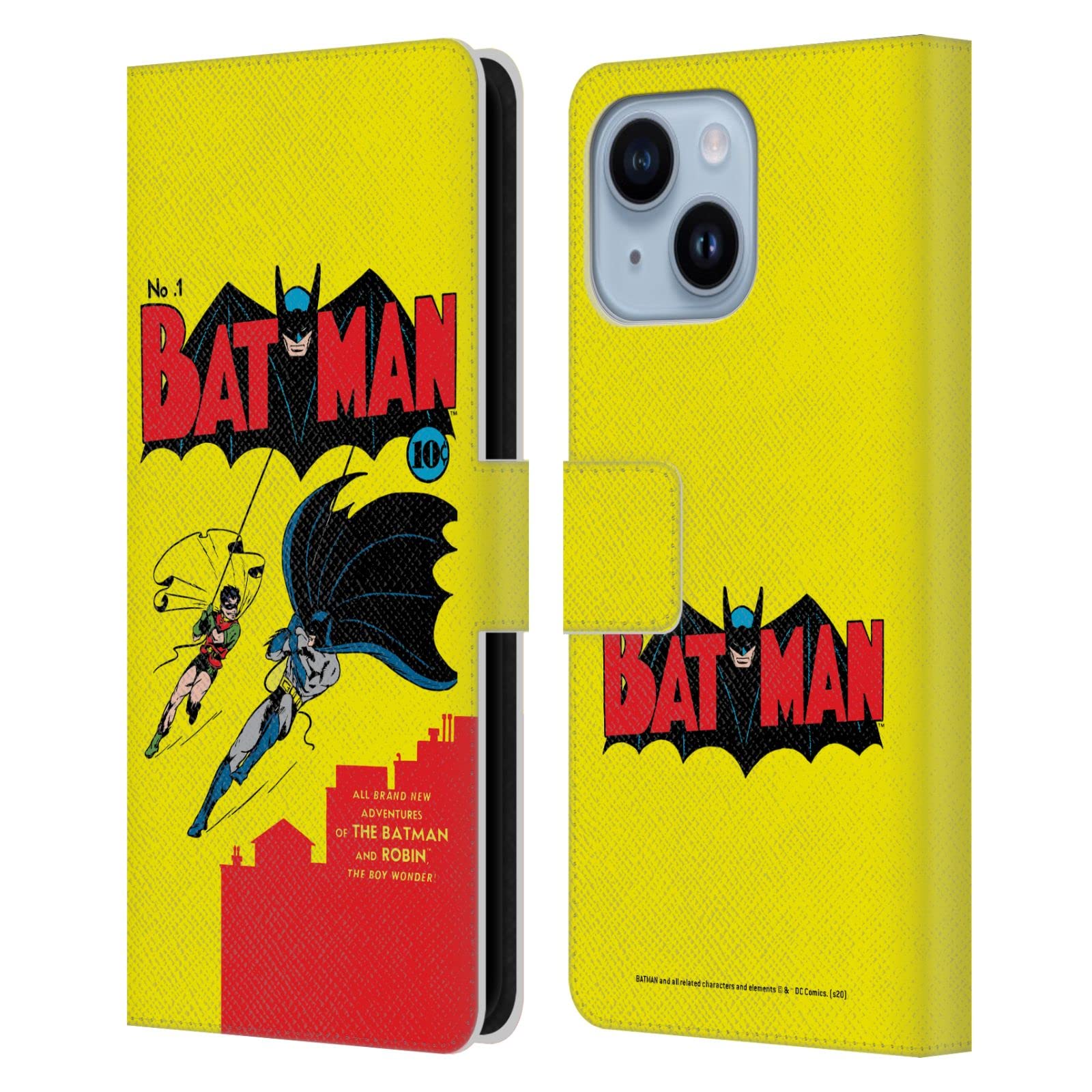 Head Case Designs Officially Licensed Batman DC Comics Number 1 Famous Comic Book Covers Leather Wallet Case Compatible with Apple iPhone 14 Plus