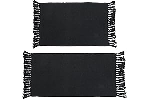Seavish Black Boho Bathroom Rug Set