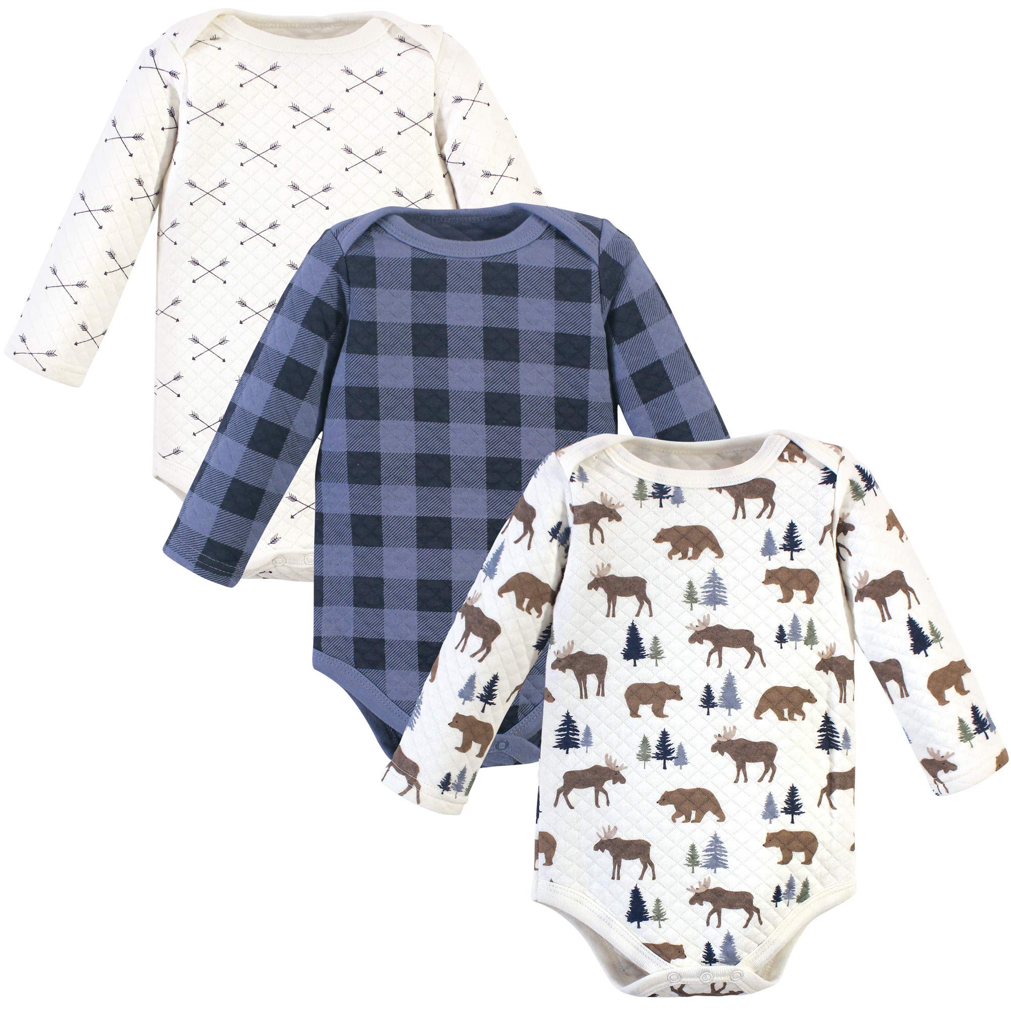 Hudson Baby Body unisex de algodón acolchado de manga larga para bebé - azul - 6 meses