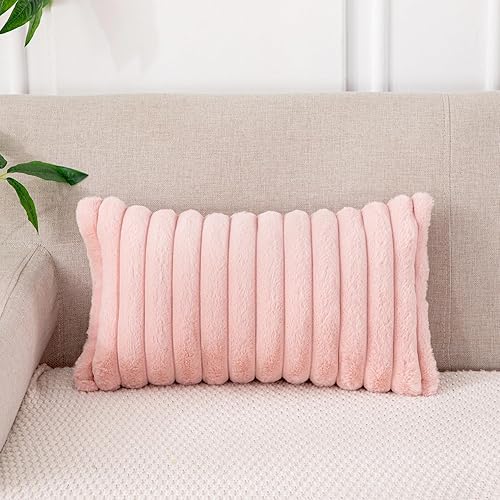 Miniatura 5 de HOMEBLESS - Juego de 2 fundas de almohada decorativas de felpa de piel sintética de doble cara, color rosa, paquete de 2 fundas de almohada de 18 x