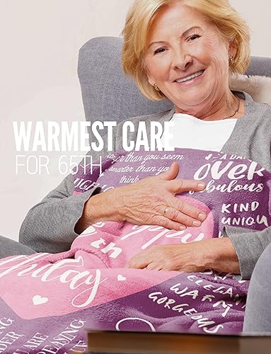 Miniatura 2 de InnoBeta Mantas de franela de felpa con temática de cumpleaños 65, regalos de agradecimiento para mamá, abuela, madrina, amigos, tía (50 x 65