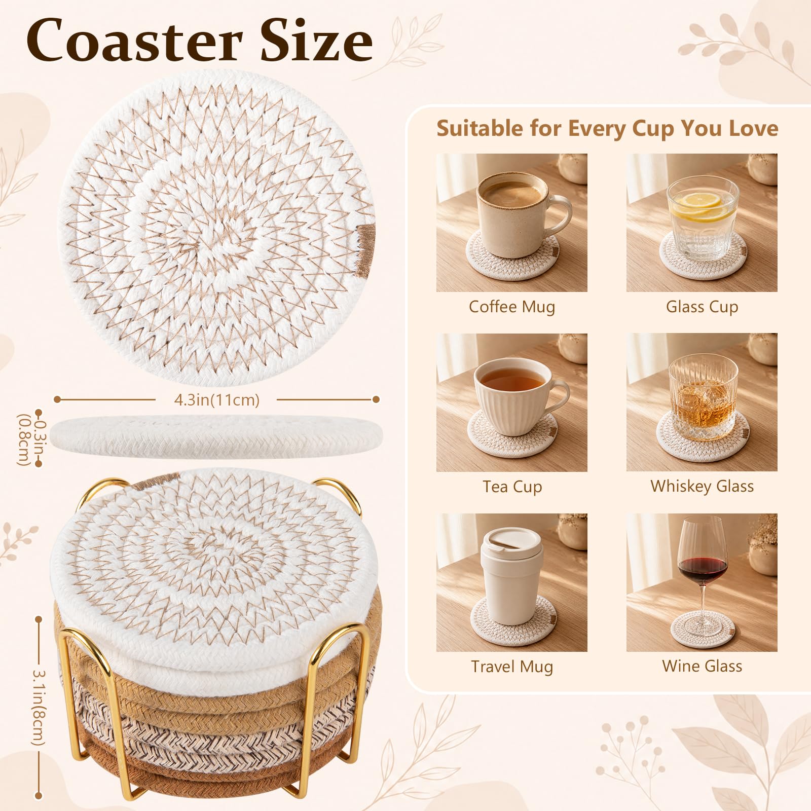 Yellow Cotton Coasters with Holder - Protect Your Table! -7 Yellow Cotton Coasters with Holder - Protect Your Table! -7