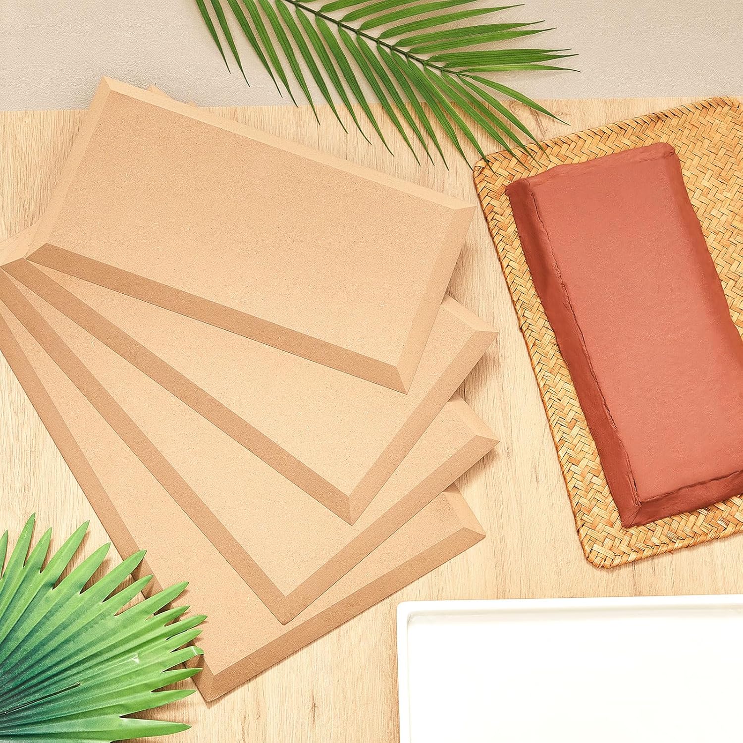 Sunnychicc 5 Pcs Ceramic Mold for Clay Wooden Pottery Clay Molds for Pottery Ceramic Plate for Slump Tools for Handbuilding Craft(Rectangle,5x8-8.1x13.98)