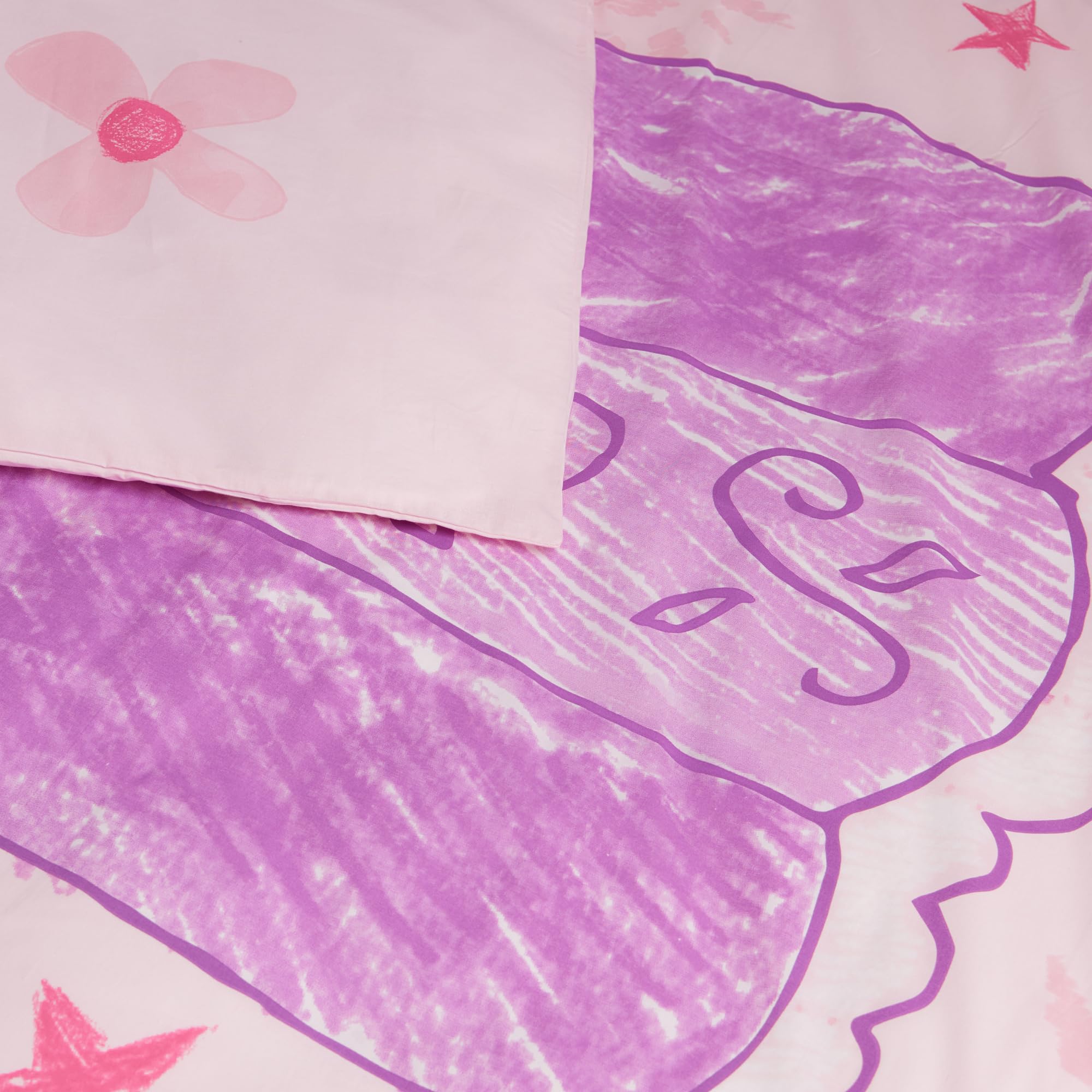 Set Biancheria Da Letto Bimbi 100% Cotone – 100x135 Cm + Federa 40x60 Cm, Con Cerniera, Motivo Principessa E Stelle, Rosa, Oeko-Tex