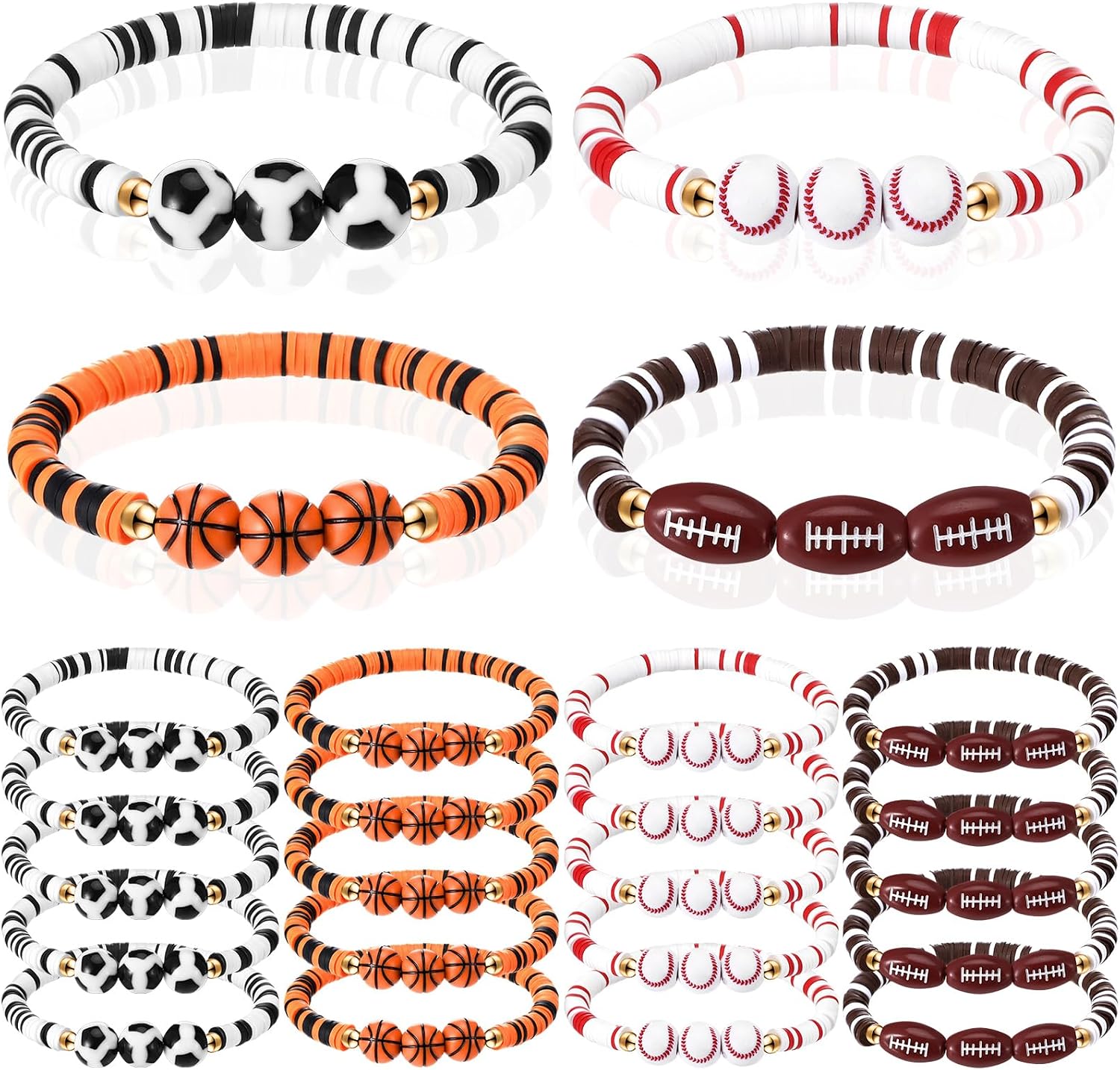 Tondiamo 24 Pcs Sports Party Favors Charm Bracelets for Team