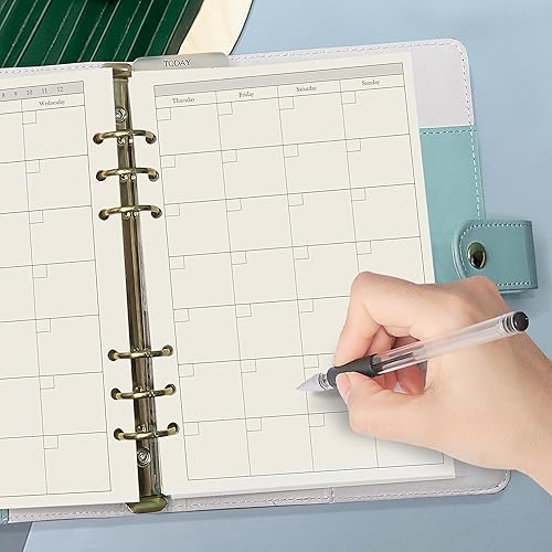 Miniatura 143 de Recambio de planificador A5 negro en blanco, insertos de planificador A5, repuesto de carpeta de 6 anillas, papel negro para carpeta recargable En