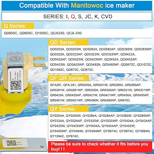 Miniatura 4 de 000009123 IH9123 33129026 válvula de entrada de agua para máquinas de hielo manitowoc, 120V 60Hz 5W se adapta para I, IB, S, SD, JC, QR, SD y K