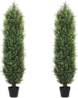 THE BLOOM TIMES 5FT Tall Artificial Cedar Topiary