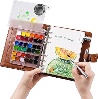 Fuumuui Professional Watercolor Travel Set - 36 Vibrant Colors, Dual-Tip Brush, 100% Cotton Cold Press Paper Pad | Portabl...