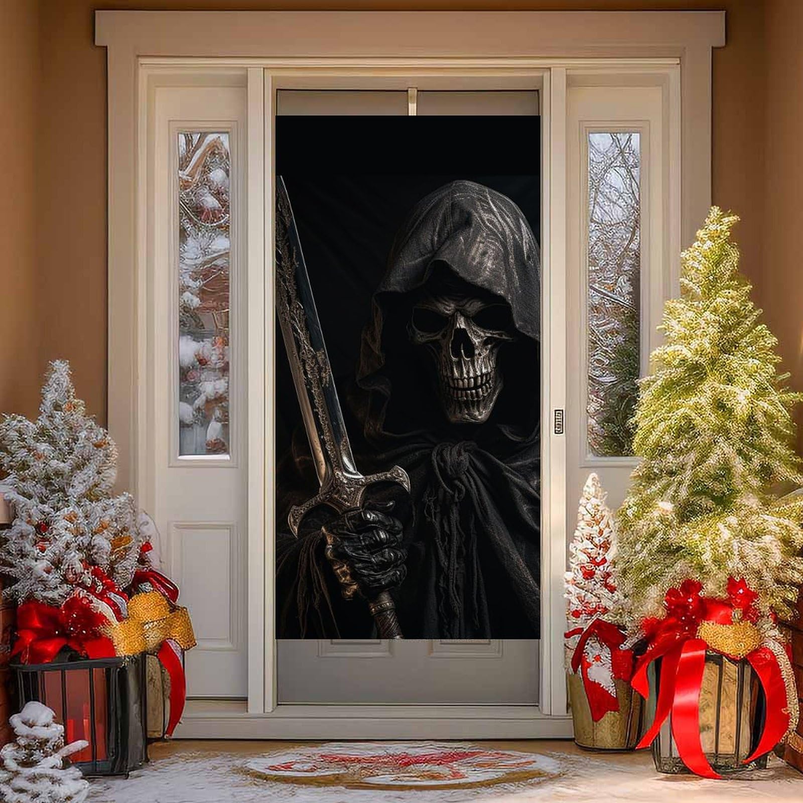 NTVOWPZO Skeleton in Robe Door Curtains for Doorway Privacy Dividers Door Banner Blackout Curtains Fabric Door Window Curtain for Home Bedroom Kitchen Decor 35.4x70.9 in Decorative Banner