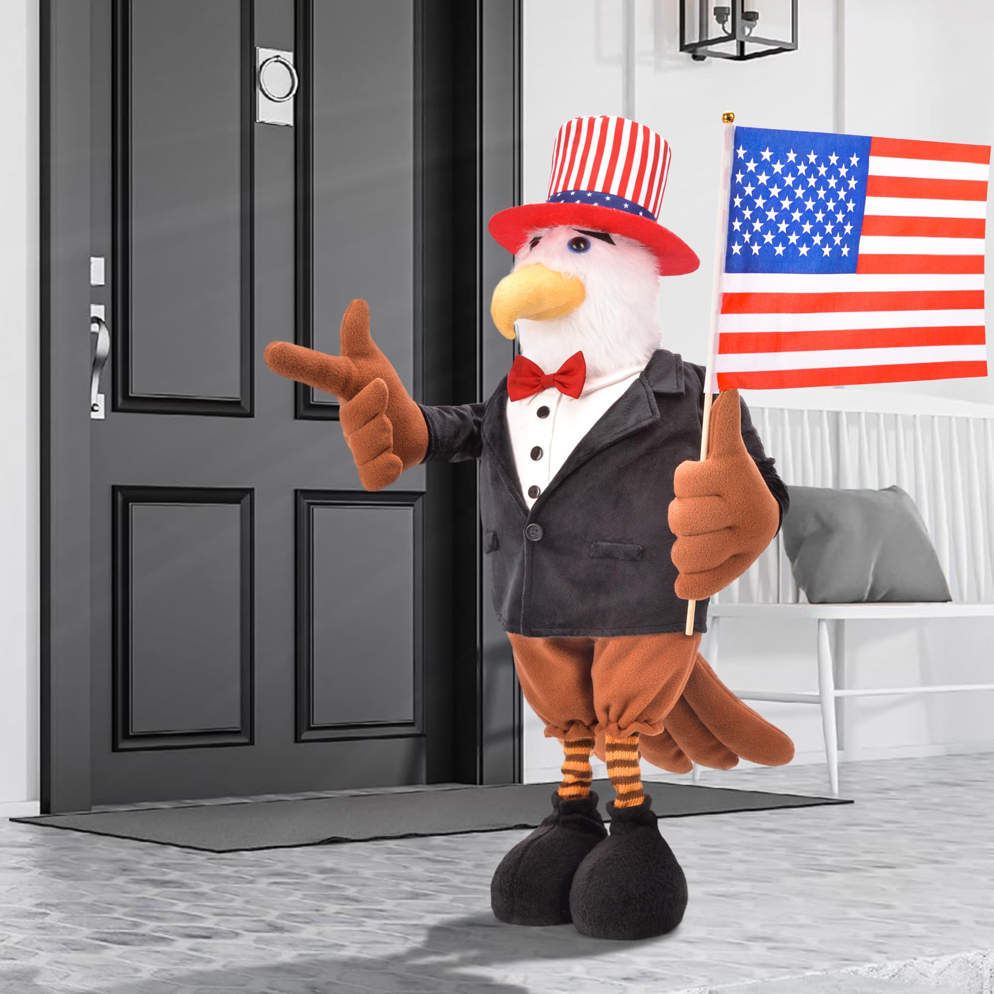 Large Patriotic Decorations for 4th of July, Patriotic Plush Bald Eagle Doll - Decorations for Independence Day, Memorial Day, Presidents Day, Veterans Day, and Armed Forces Day!