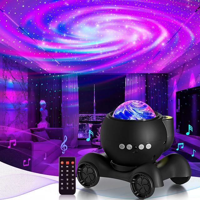 Star Projector Galaxy Projector, 3 White Noise Night Light Projector, Aurora Projector with Bluetooth Speaker, Light Projector for Kid Adult, Ideal Gift for Christmas Birthday, Game Room Bedroom Decor