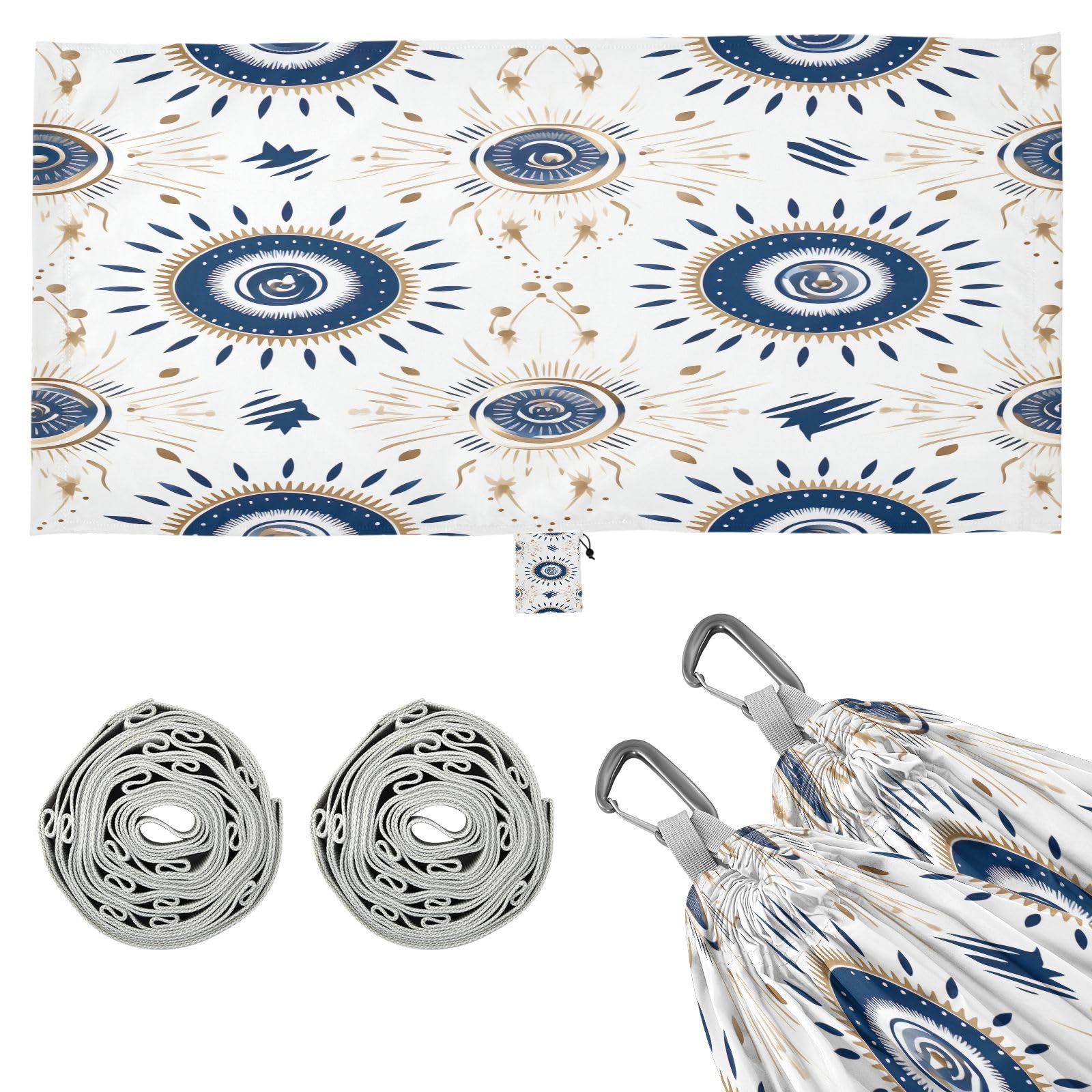 ATTX Evil Eye Camping Hammock - Lightweight & Portable Hammocks, Heavy Duty 330lbs Capacity for Indoor, Hiking, Backpacking, Travel, Backyard, Beach#251