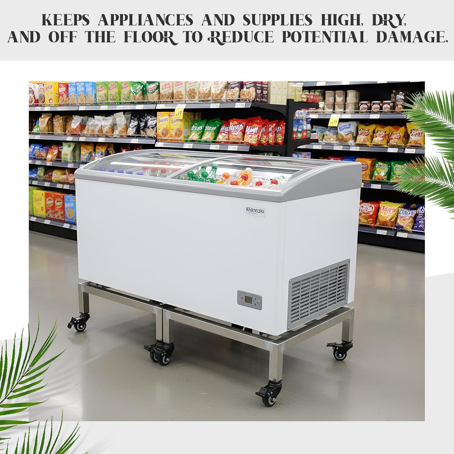Dunnage Rack with Wheels 13.8" Long x 13.8" Wide, 3.9" Height Stainless Steel Mobile Dunnage Rack with Locking Casters 600+ Pound Storage Commercial Food Service in Restaurant Kitchen Shop