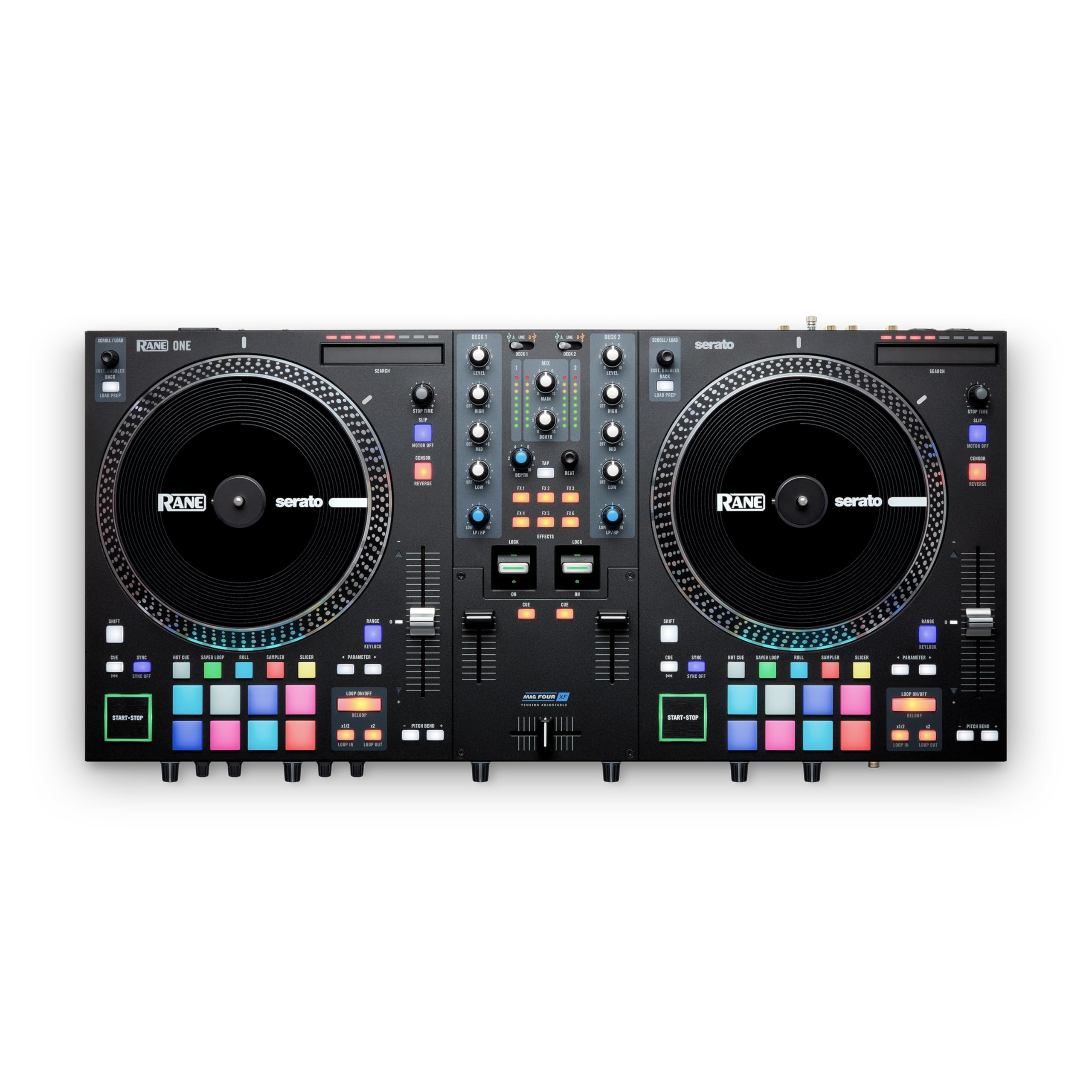 RANE ONE Set DJ et Controleur DJ Complet Pour Serato DJ avec Mixeur DJ Intégré, Plateaux Motorisés et Serato DJ Pro Inclus