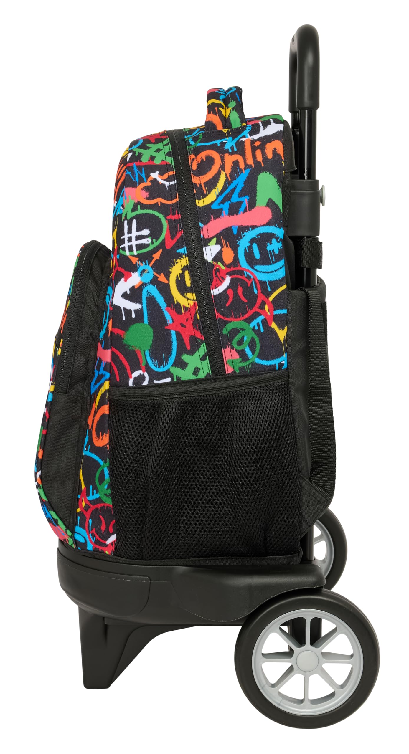 SAFTA GRAFFITI COLORS - Mochila Grande con Ruedas, Compact Evolución, Extraíble, Ideal para Niños de Diferentes Edades, Cómoda y Versátil, Calidad y Resistencia, 33x22x45 cm