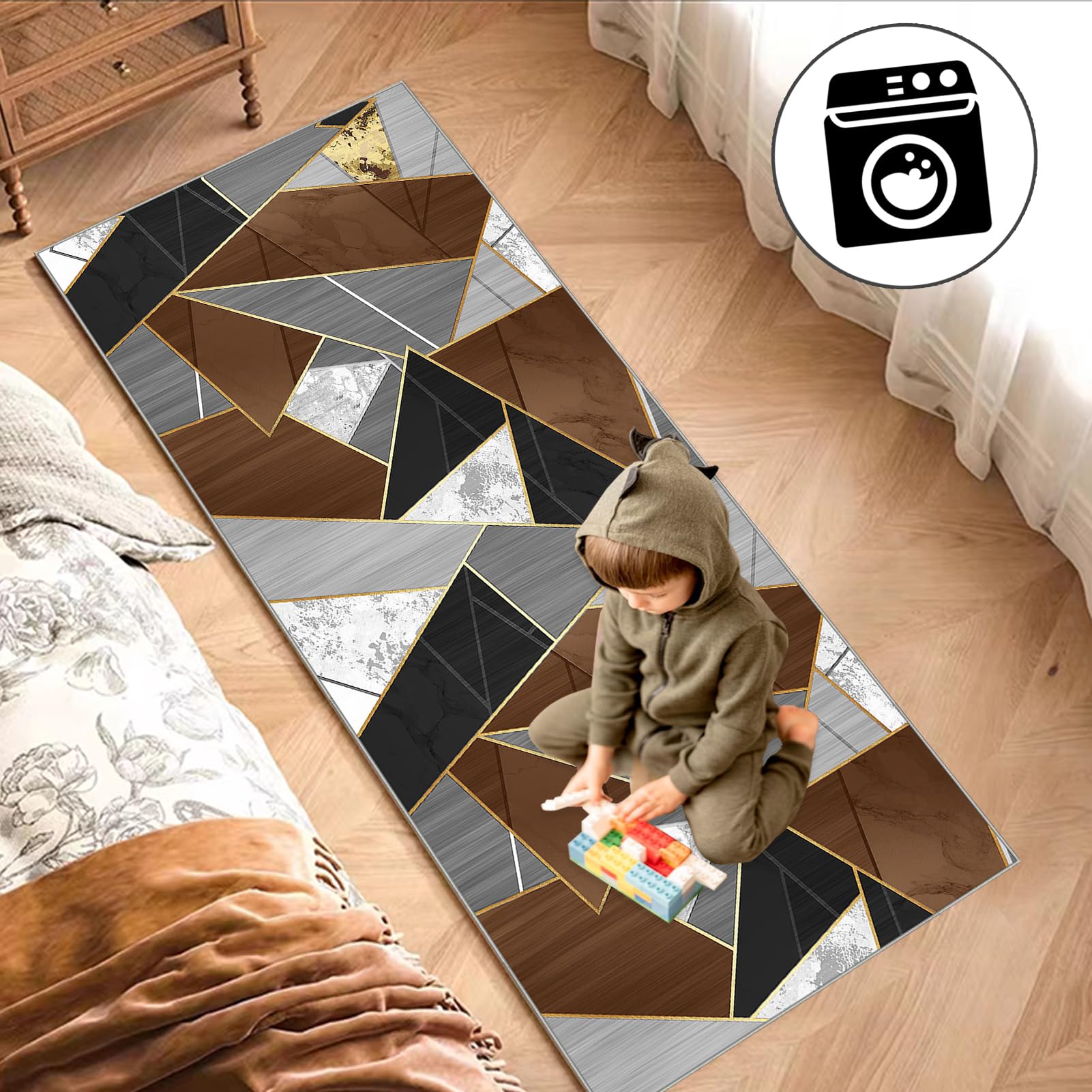 Dywan do przedpokoju antypoślizgowy dywan kuchenny zmywalny dywan długi korytarz 60 x 150 cm dywan salon krótkie włosy dywan do przedpokoju wejście wycieraczka długi wąski dywan do jadalni