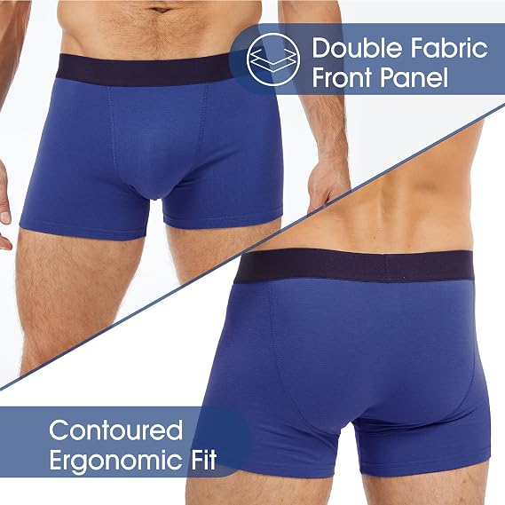 Men’s Boxer Shorts 5 Pack Cotton Blend Men’s Boxers Underwear with 4-Way Stretch, Breathable Soft Fabric, Ergonomic Fit, Double Front Panel & Elastic Waistband for Everyday Comfort