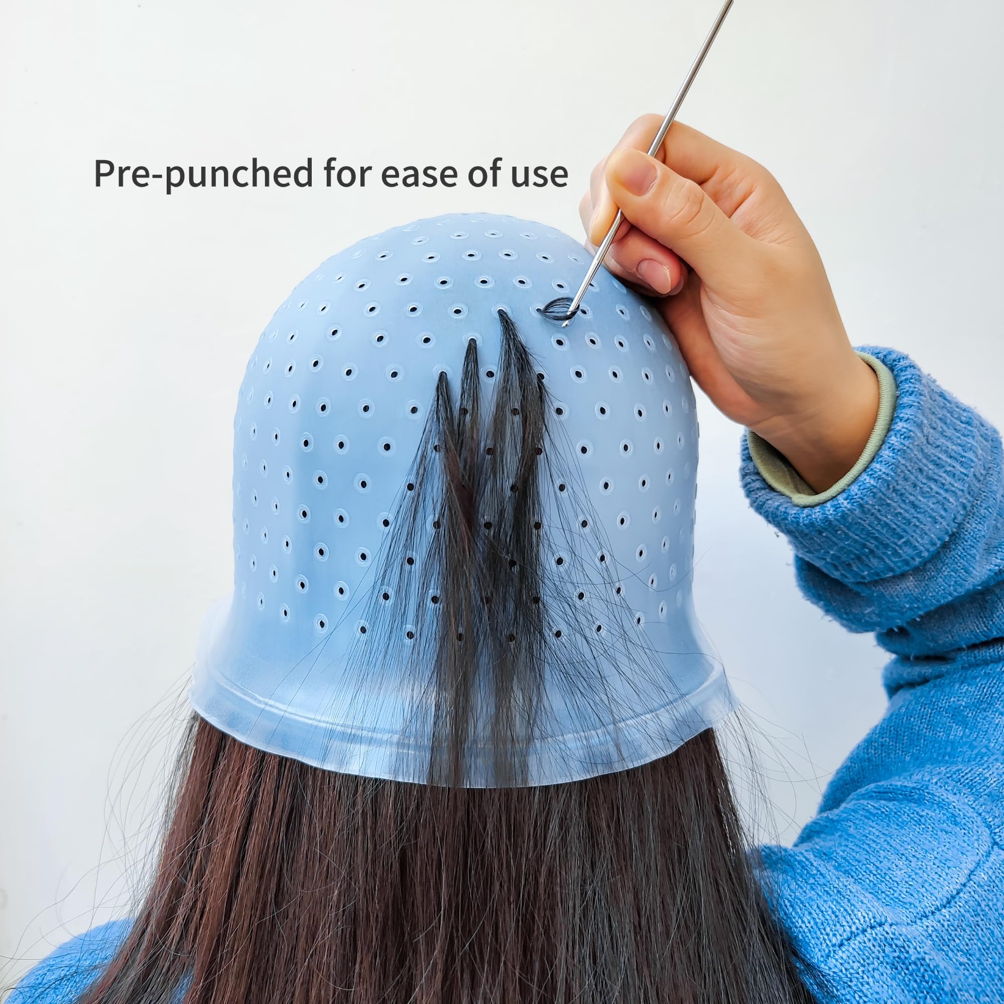 Stränchen Haube Strähnenhaube Haare Färben Zubehör Strähnchen Set 9 Stück Strähnchenhaube Haare Friseur Szubehör Färbung Kit Werkzeug einschließlich Strähnchen Set, Ohrbedeckung, Schürze, Handschuhe