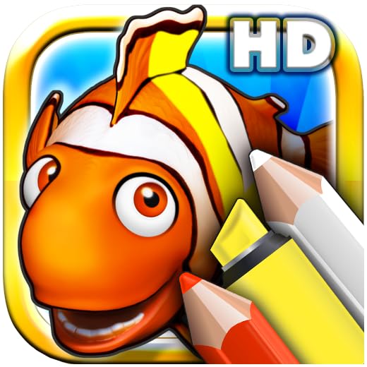 Libros para colorear para los niños HD - Colorear animales del océano y los peces con lápices de colores y rotuladores