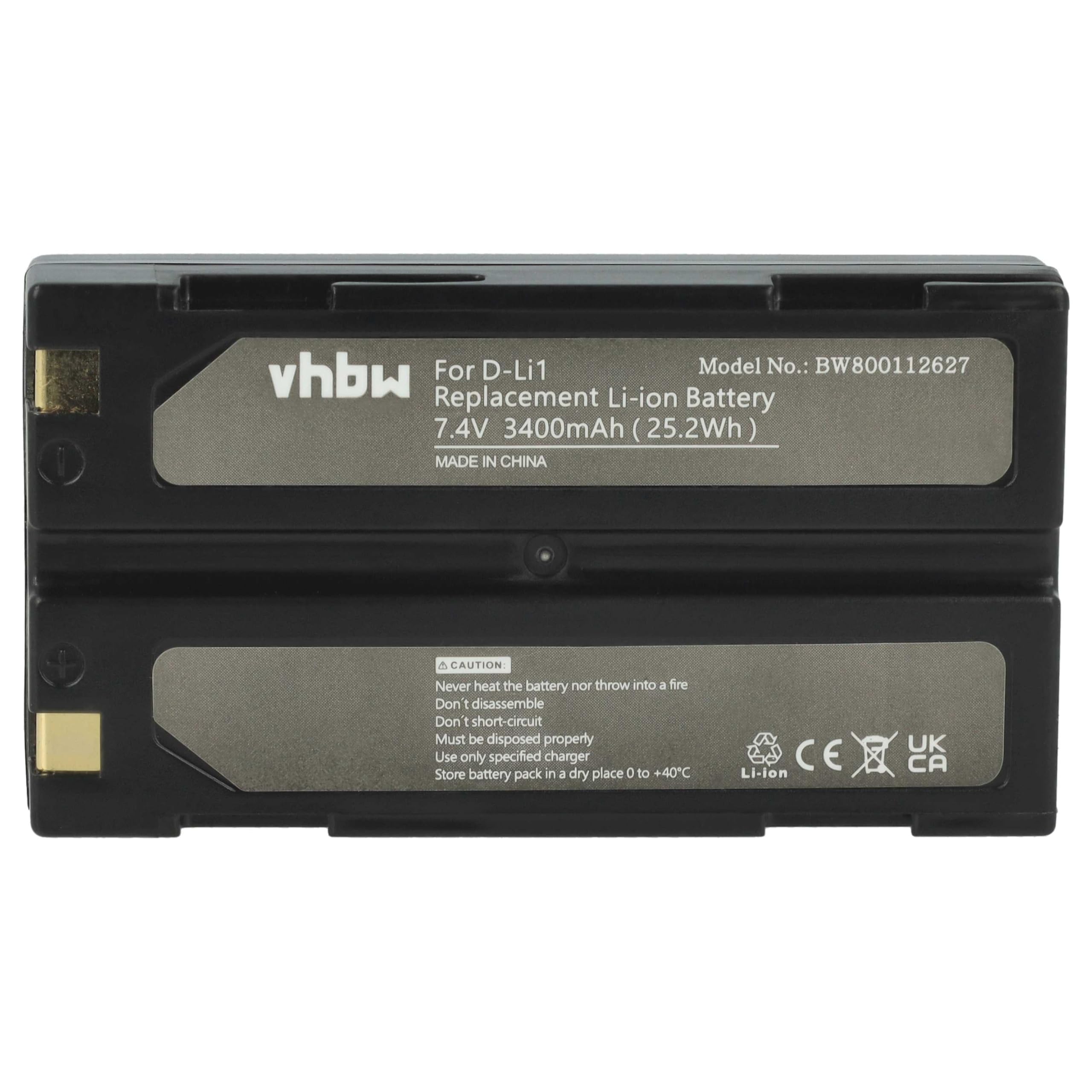 vhbw Batterie Compatible avec Trimble GPS Receiver R3 | R4, R5, R6 appareil photo (3400mAh, 7,4V, Li-ion)