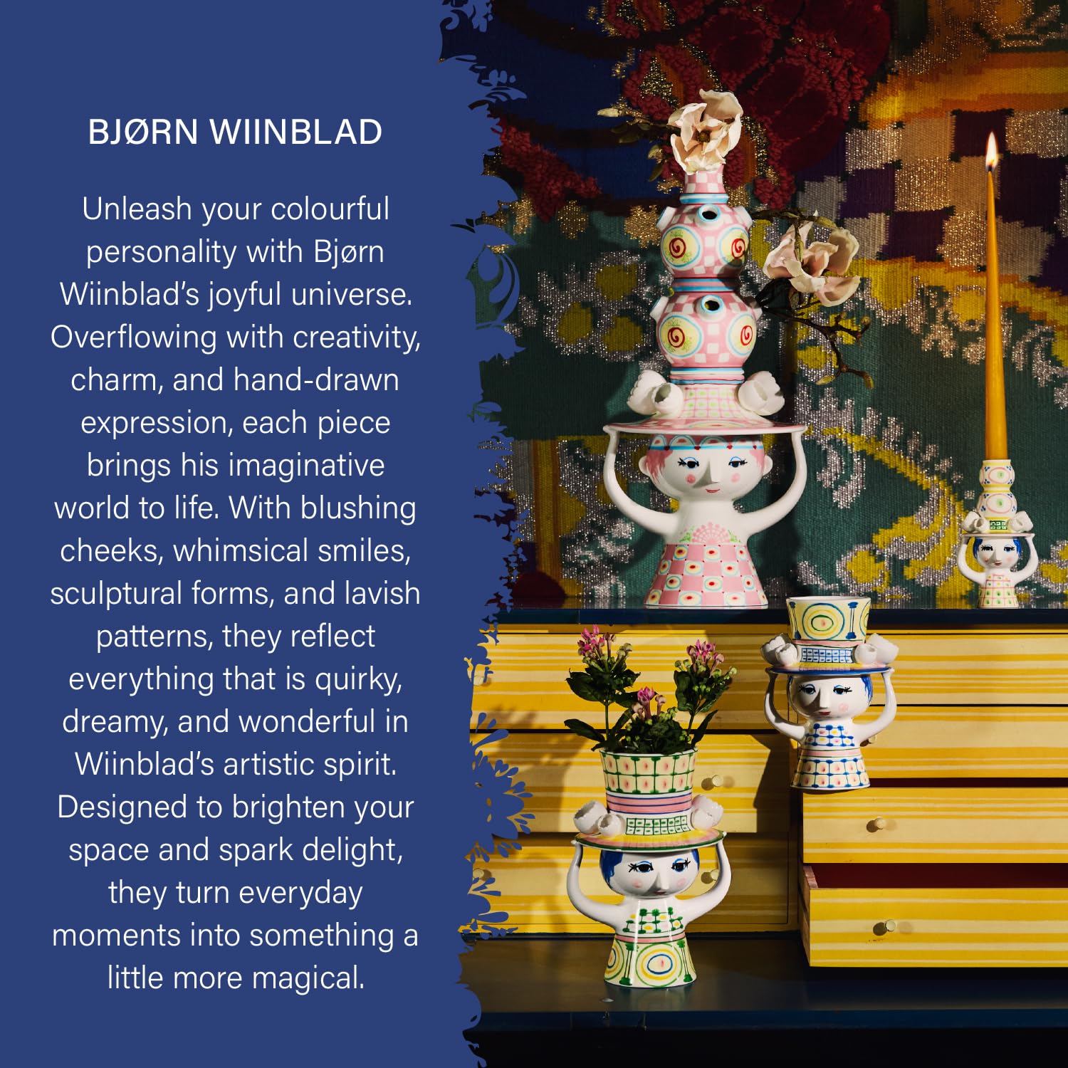 Amazon.co.jp: ビヨン・ヴィンブラッド Bjorn Wiinblad 花瓶 Lady with