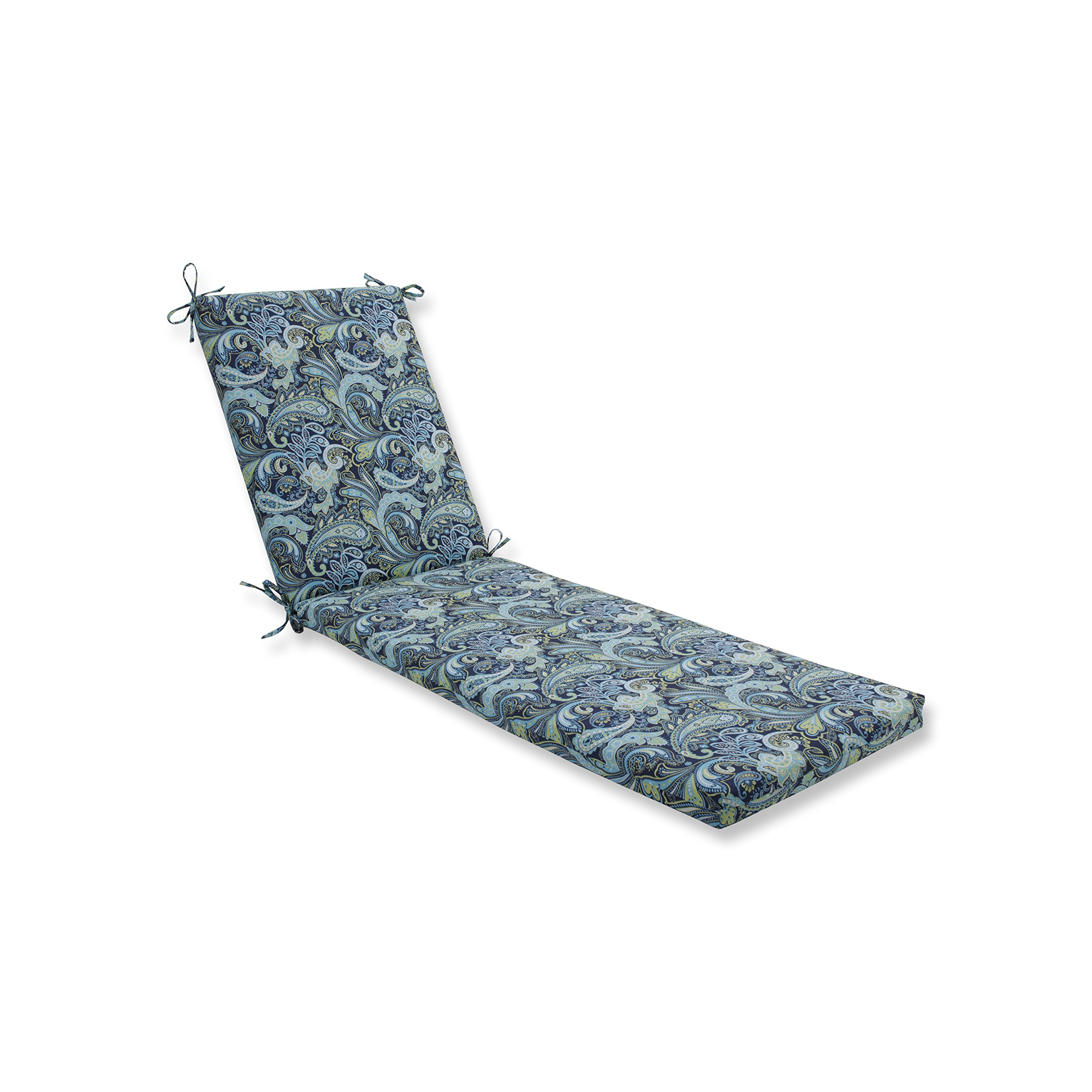 Pillow Perfect Outdoor/Indoor Pretty Paisley Navy Chaise Lounge Cushion 80x23x3,Blue