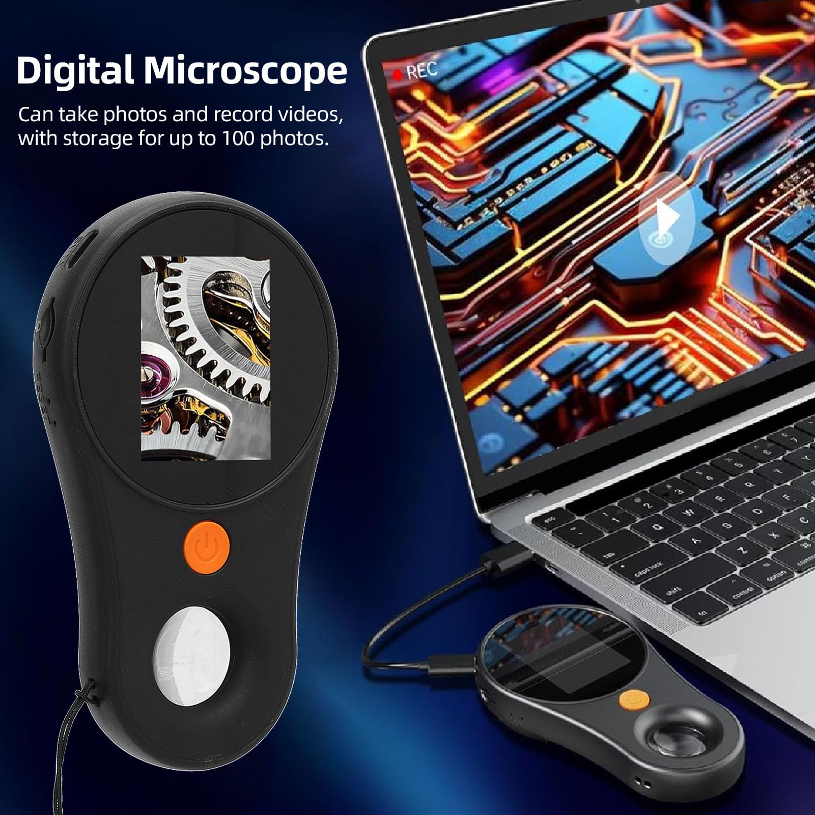 Macro Digital Microscope Fixed Focus, 500x Portable Handheld Magnifying Glass, 2.0 inch Color Screen, 200w Pixel, Built in 8LEDs, Pocket Microscope for Win for Vista XP 7 8 10 11