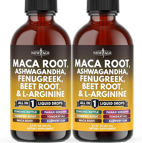 Gotas líquidas de raíz de maca orgánica con Ashwagandha, ortiga, fenogreco, raíz de remolacha y multivitamínico líquido de L-arginina para mujeres y