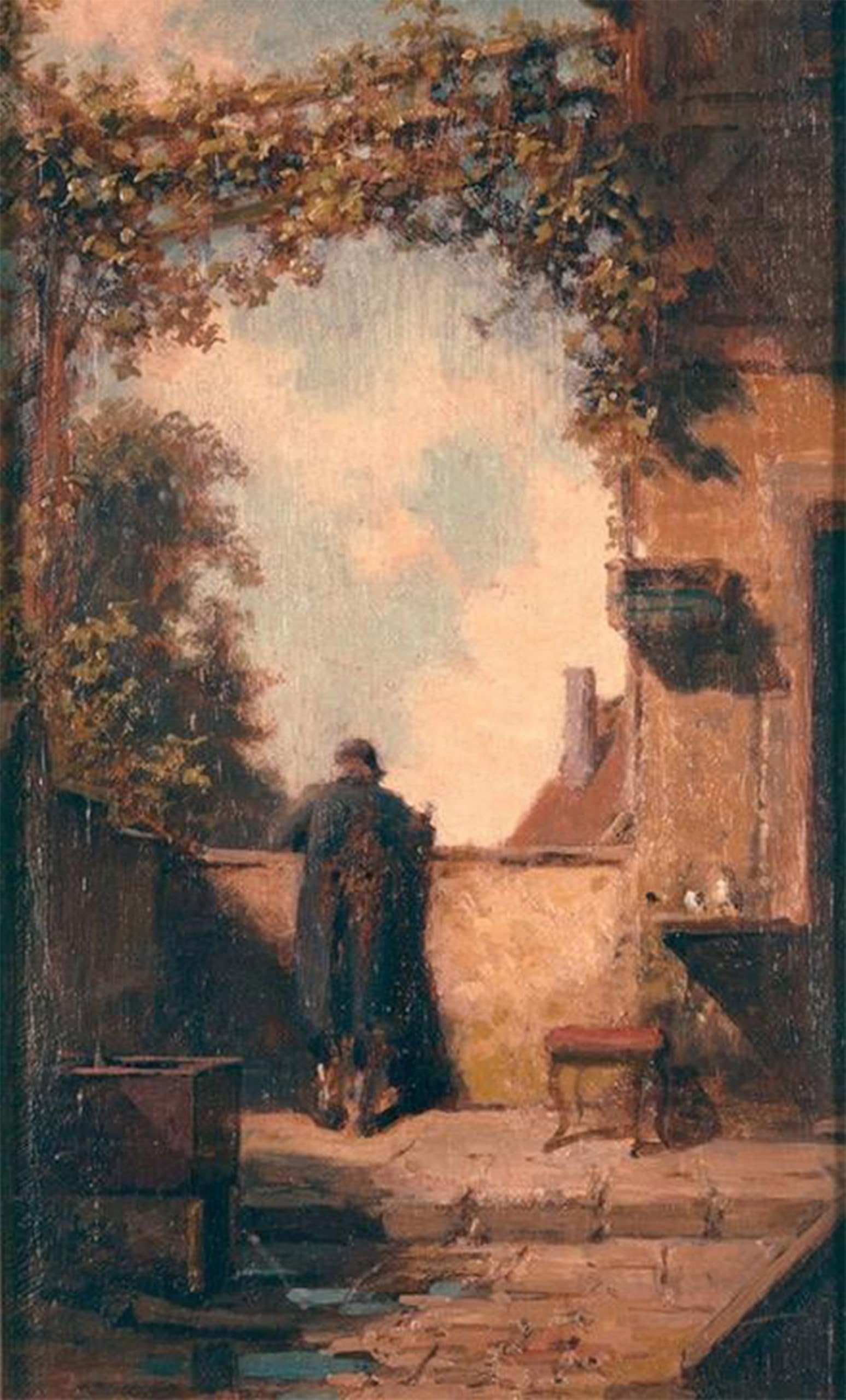 Tableaux Vieil homme sur la terrasse Spitzweg pour réchauffer un mur blanc - 5