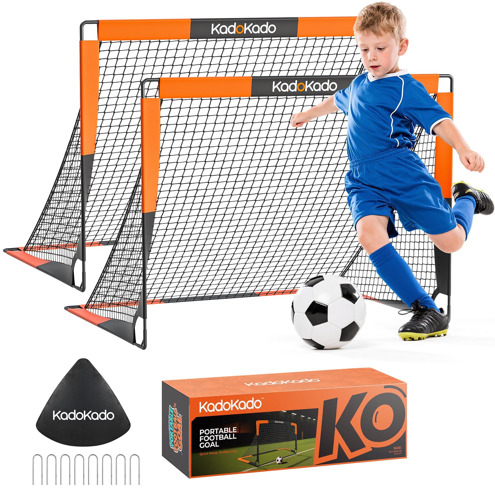 But De Football Enfant 4 En 1 – 120 X 90 Cm, Filet à Zones – Avec Ballon, Cônes, Sac – Pour Jardin, Extérieur