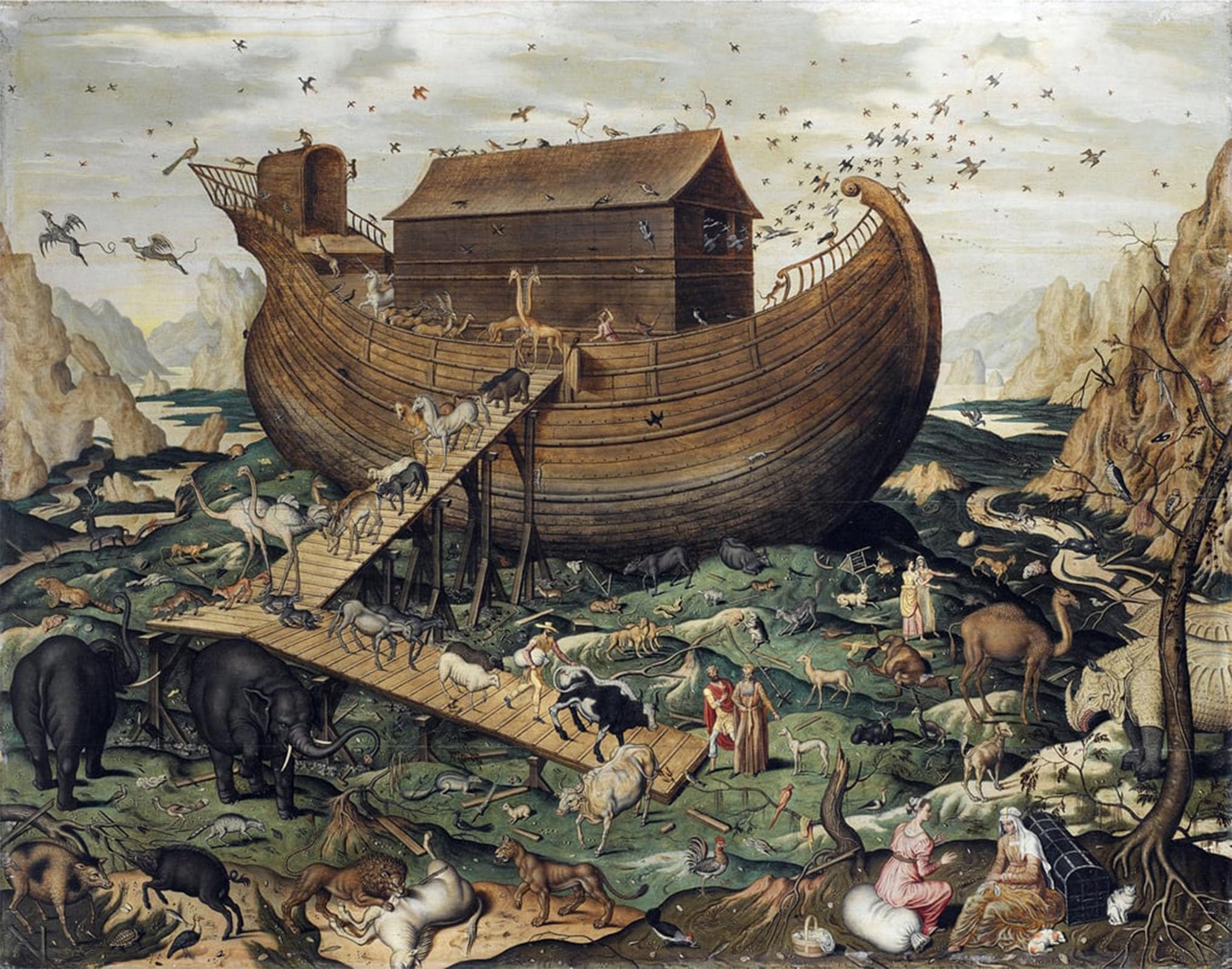 ARTXLXXBN Famous Painting Art Wall Decor Abstract Art Picture Noah's Ark on Mount Ararat by Simon De Myle Animal Pictures for Home Decor 60x90cm