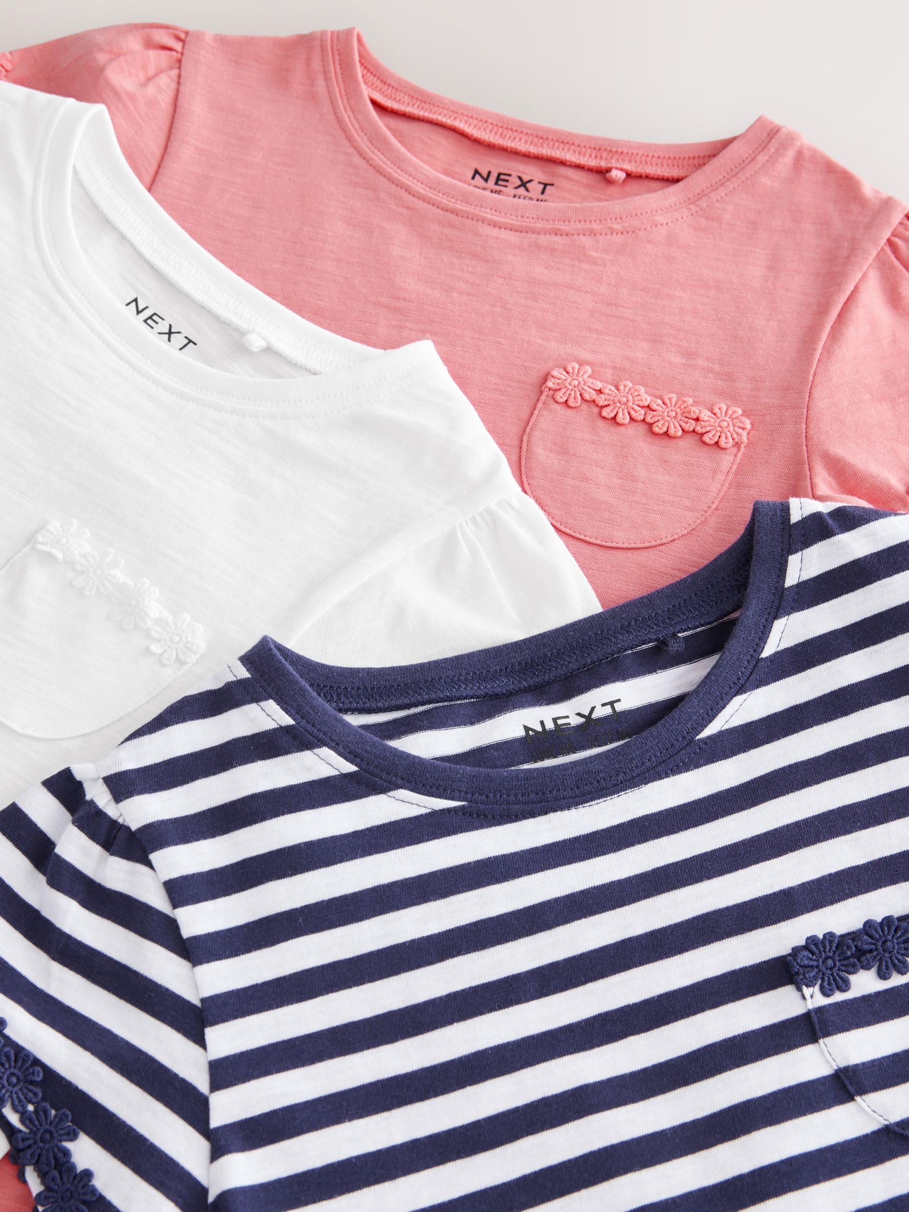 NEXT Niñas Pack de 3 Camisetas con Ribete de Margaritas