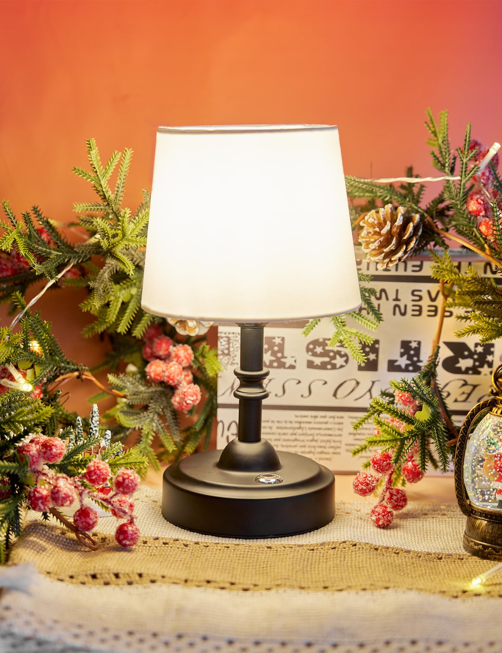 View 1 of ***DAMAGED *** Cordless Table Lamp, 4000mAh Rechargeable Battery Operated Lamp, 3-Level Brightness Touch Small Lamps for Bedroom Living Room Bedside Bathroom Ambient Lighting Desk Lamp Cute Home Decoration(Black)
