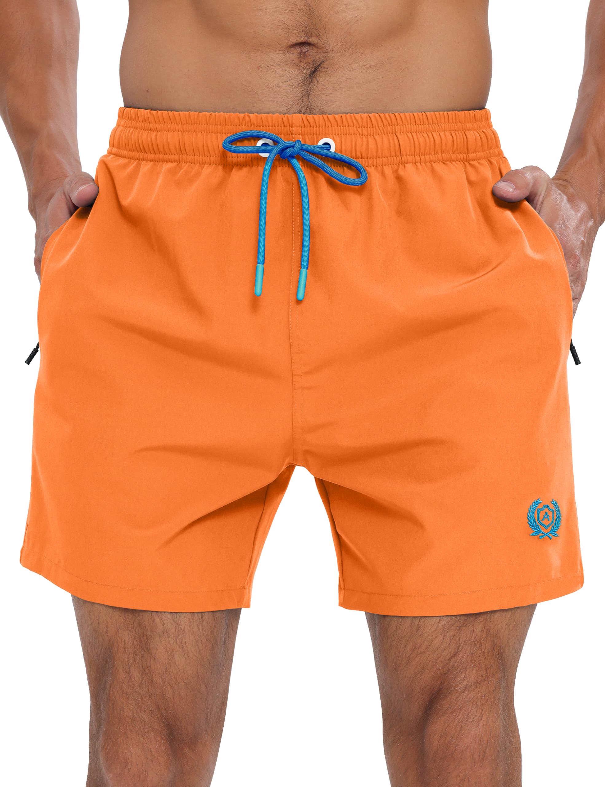 Mens Swim Trunks 5 inch Board Shorts Quick Dry Bathing Suits with Mesh Lining Beach Swim Shorts with Zipper Pockets-image-32