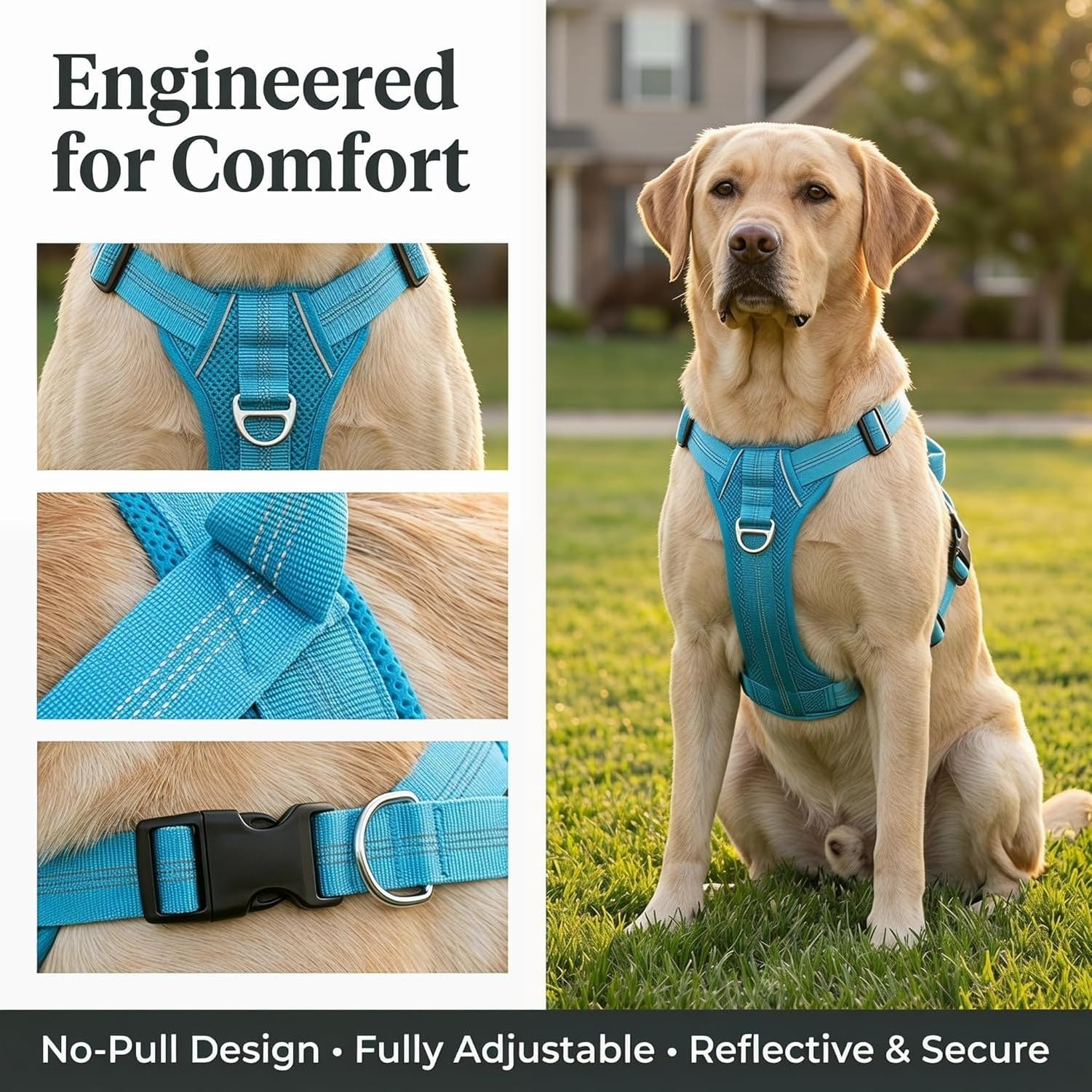 Guinzaglio per Cani Anti Tiro Regolabile Pettorina Gilet Riflettente in Nylon con Maniglia Facile per Controllo Comodo libertà Stretto per Cani Medi Piccoli e G, # B, XL