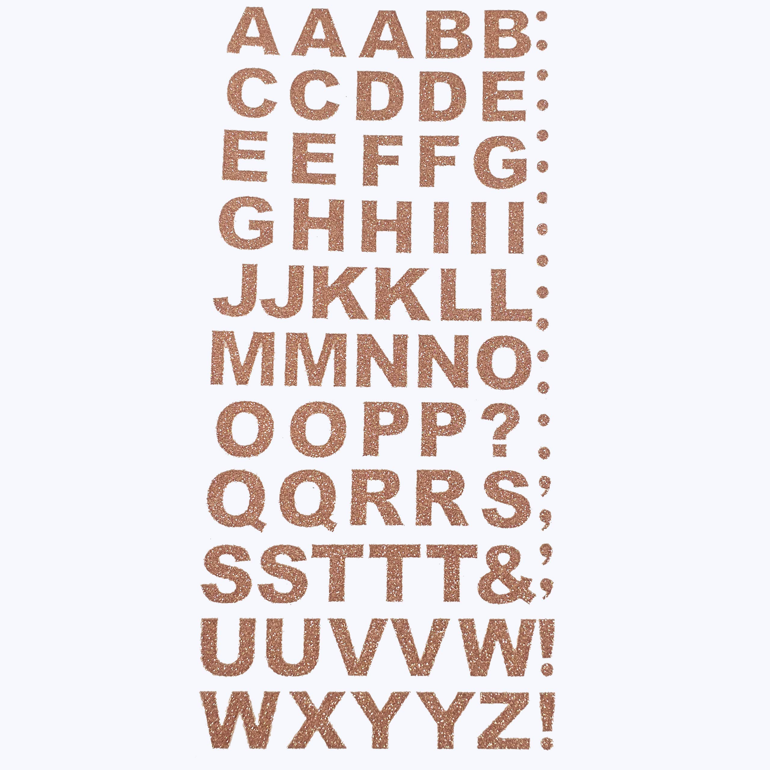 15mm Rose Gold Glitter Letter Stickers - Self Adhesive Bold A-Z Alphabet Card Embellishments