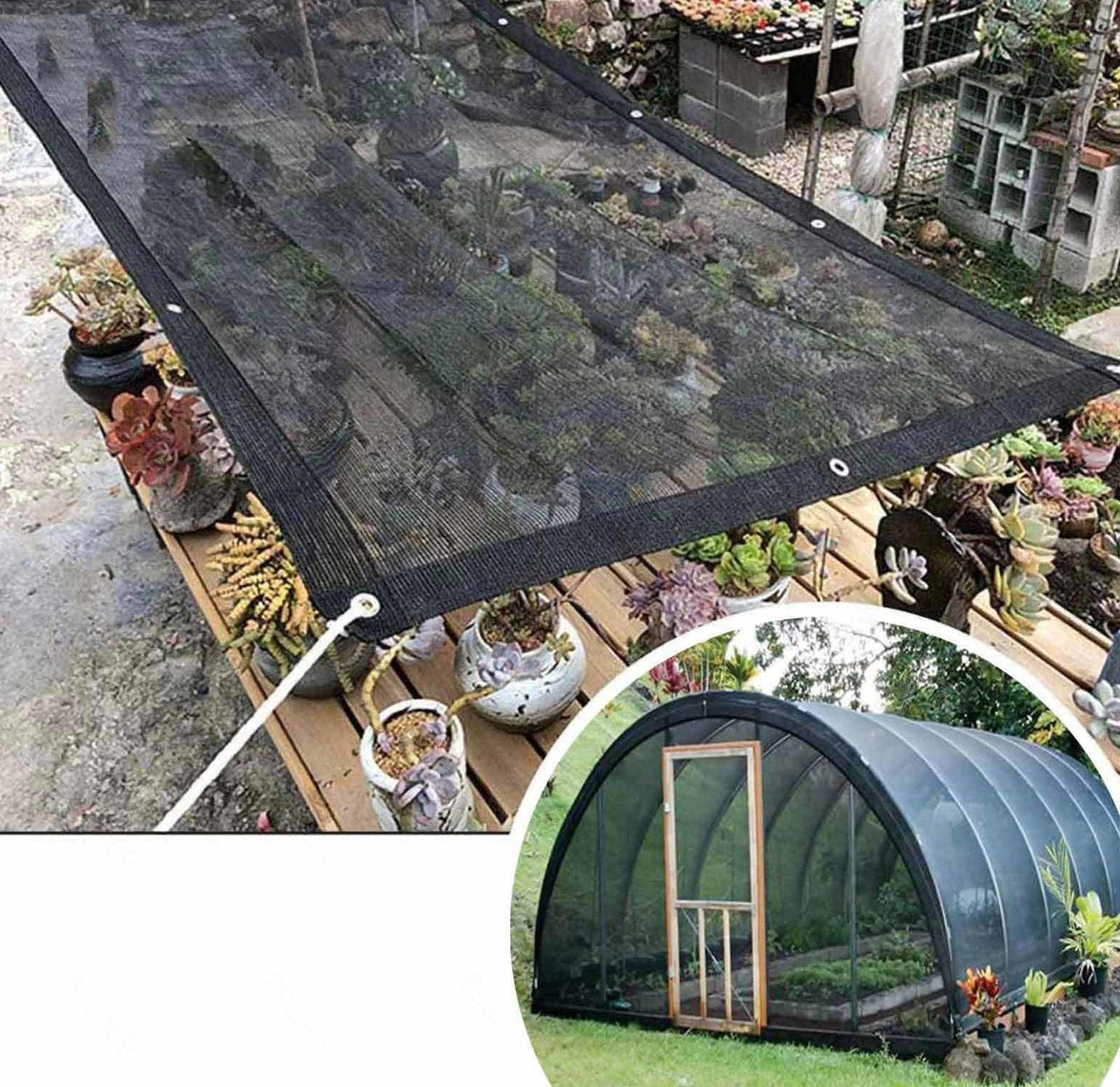 Sonnenschirm für Garten, Sonnensegel mit Ösen, multifunktional, rechteckig, atmungsaktives Mesh, für Garten, Pergola, Pflanze, Balkon, Terrasse, Schwarz, 5 x 8 m