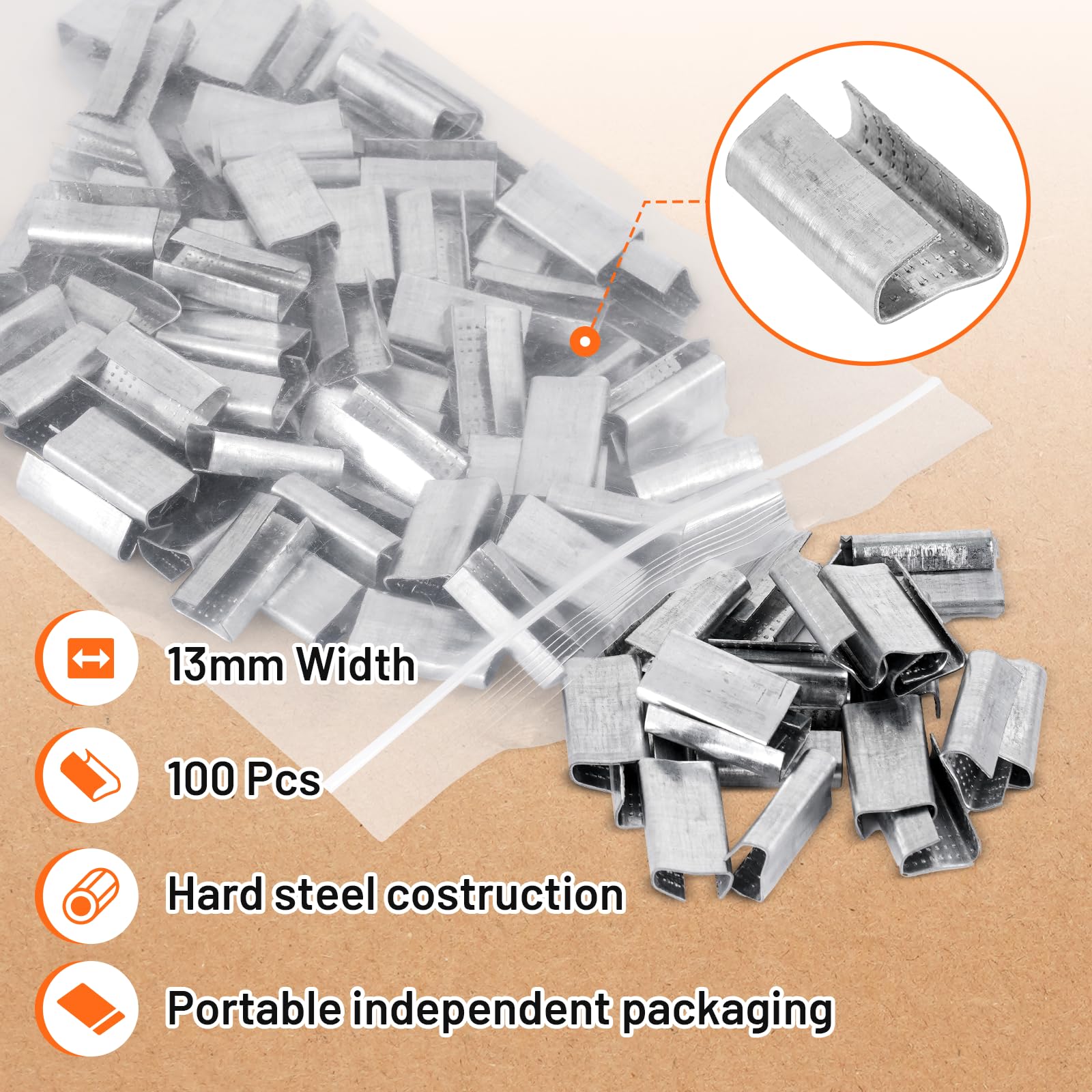 BAOSHISHAN Kit de flejado PET/PP 12-16 mm Herramientas de flejado para palés de alta resistencia Herramienta de flejado manual (500 m de fleje PP, 100 hebillas, 20 esquinas de embalaje)
