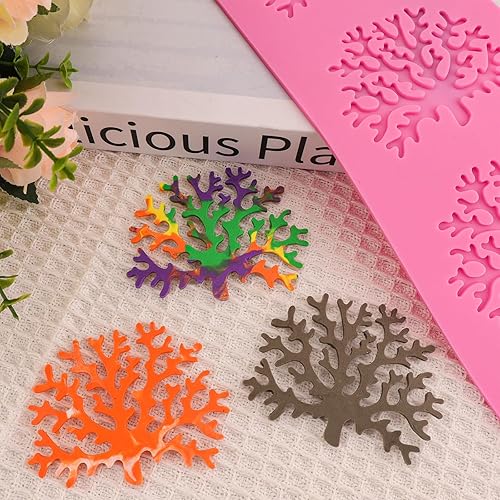 Miniatura 6 de Molde de silicona hueco 3D Coral Silicone Candy Mold Coral Shape Lace Mat para decoración de pasteles chocolate Fondant Tuille Pasta Polímero