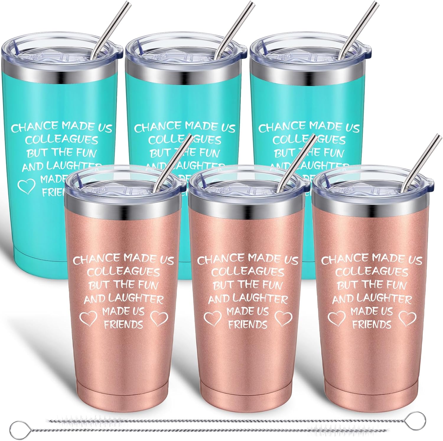 Boao Funny Coworker Appreciation Gifts, Chance Has Made Us Colleagues, Coworker Leaving Going Away Job Change Birthday Retirement Graduation Gifts for Teacher Employee Work Friend, 20 oz Tumbler Rose Gold, Mint 6
