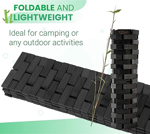 Miniatura 8 de Tapete de baño negro para baño y ducha, 16 x 24 pulgadas (ancho x largo) tapete de madera de bambú, tapete de baño para bañera de hidromasaje, spa,