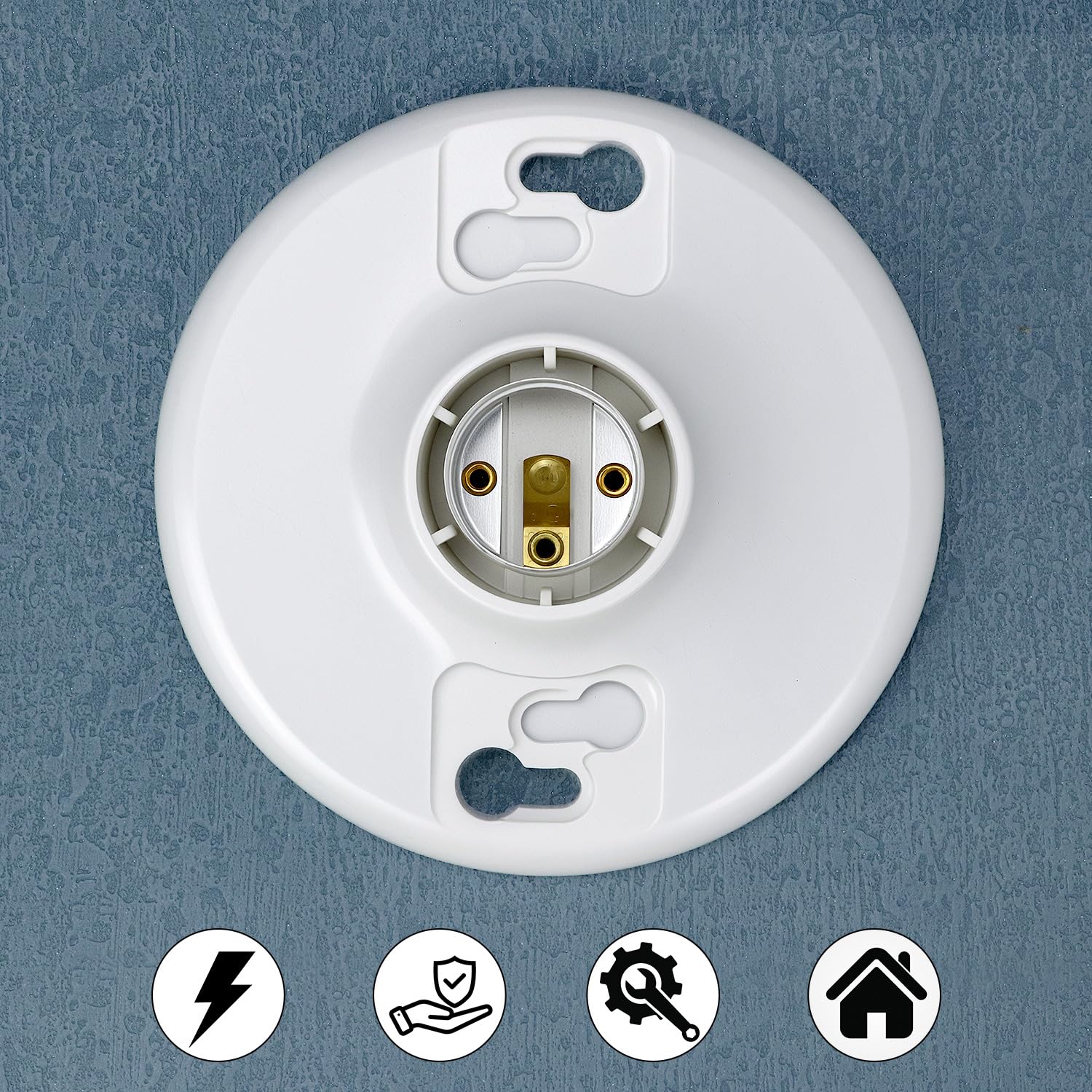 QWORK 6 Pack Lamp Holder E26 Medium Base, White Ceiling Light Sockets for Incandescent & LED Bulbs, 600V/660W