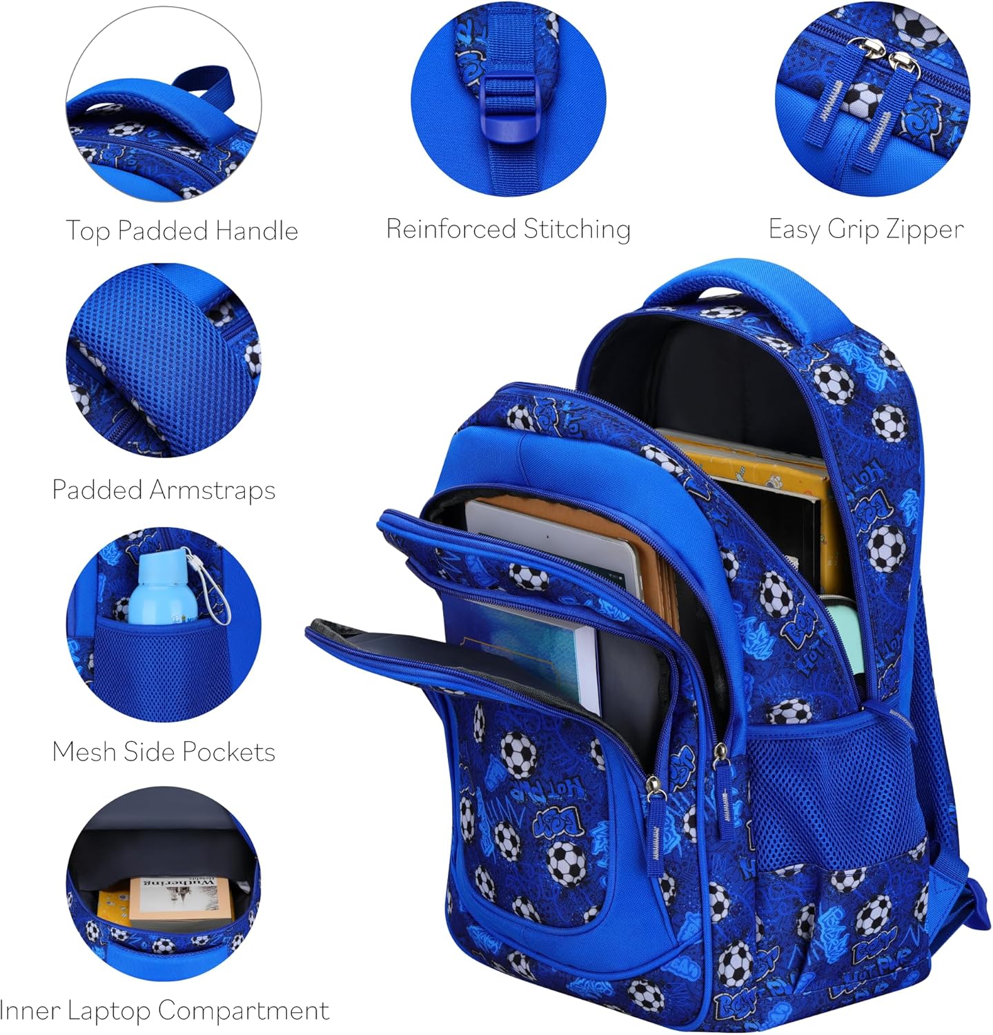 Boys' School Backpack | Vineyard Collection | Soccer Green | 17” Height 24L | Ideal for Teens - Image 5