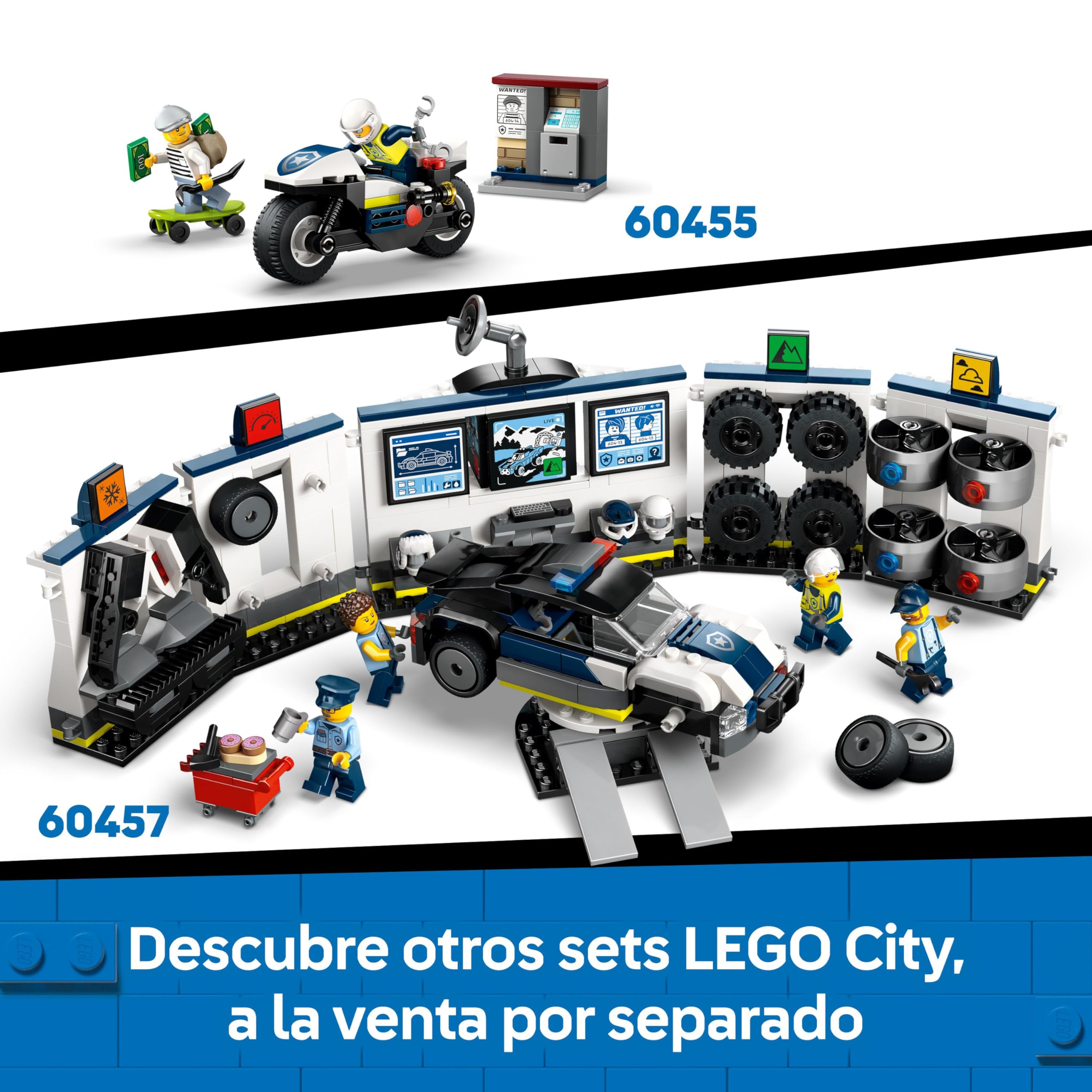 LEGO City Persecución en Barco de Policía - Juego Policial con 2 Barcos de Juguete, 3 Minifiguras y Figura de Tiburón - Regalo para Niños y Niñas de 6+ Años 60456