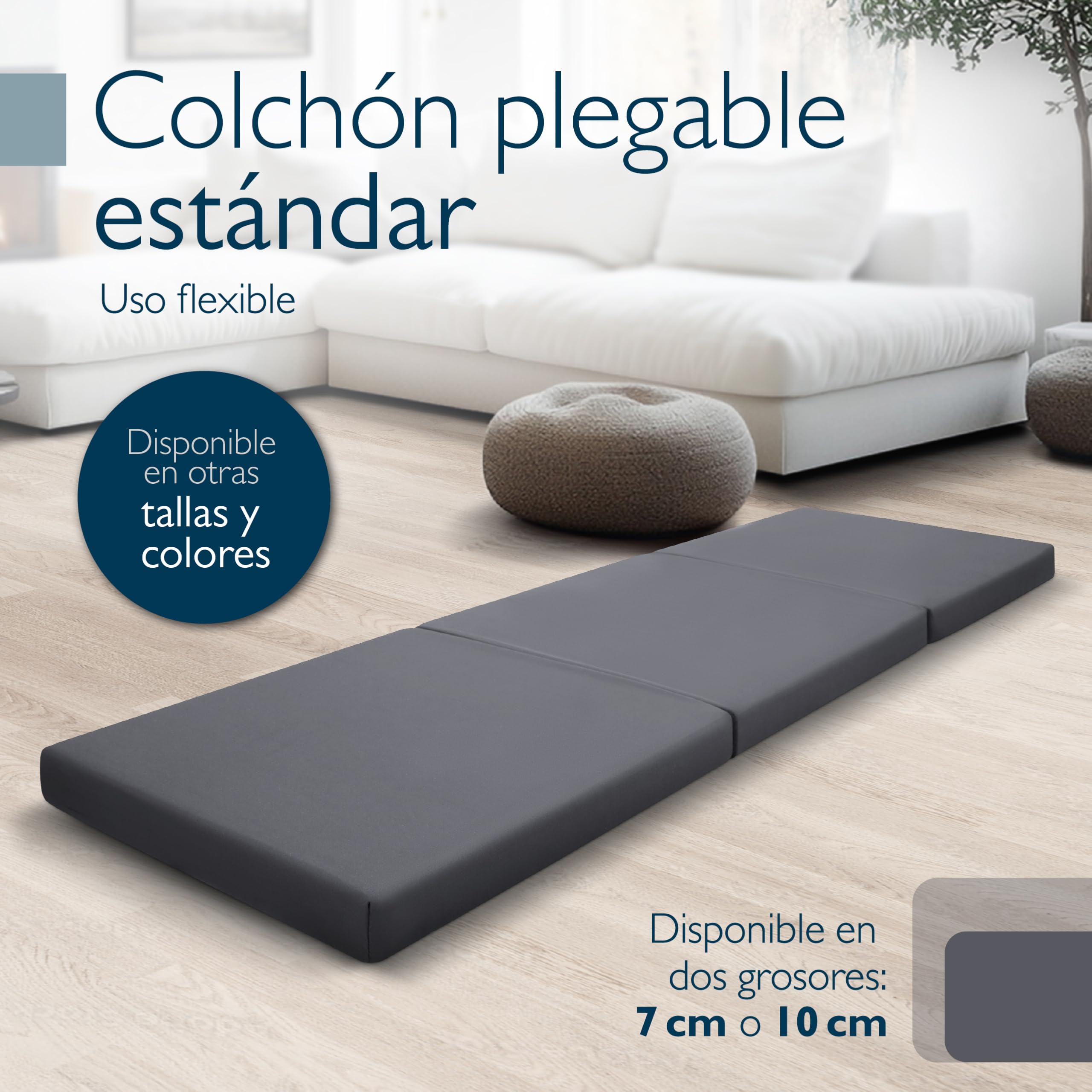 Beautissu Colchón Plegable 60x190cm Funda de Microfibra – Cuna de Viaje Ahorra Espacio Colchoneta 8cm Grosor – Colchones Antracita para Invitados Furgoneta Camper con Asa y Cierre Velcro – Campix