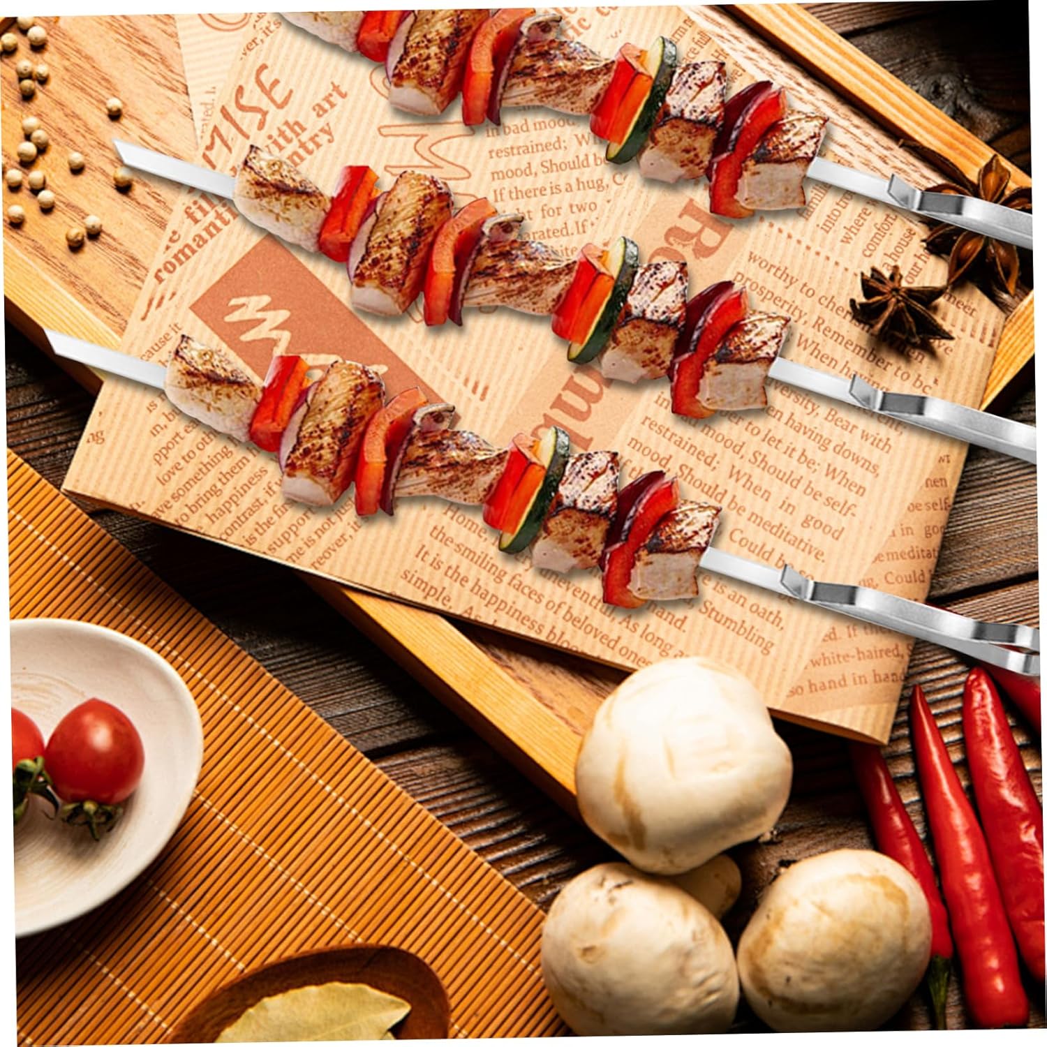 ibasenice 1set Portable Stainless Steel Skewer Kit Skewers for Kabobs for Outdoor Bbq Camping and Picnics Easy to Clean and Reusable Bbq Accessories