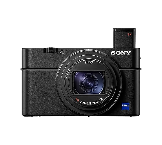 Sony RX100 VII Kompaktkamera (Premium 1"-Sensor, 4K Video, 24-200mm F2.8-4.5 ZEISS Zoom-Objektiv, Augen-Autofokus für Mensch & Tier, neigbares Display – ideal für Reisen, Vlogs & Action-Aufnahmen) - mit Batterie Ladegerät - Einzeln