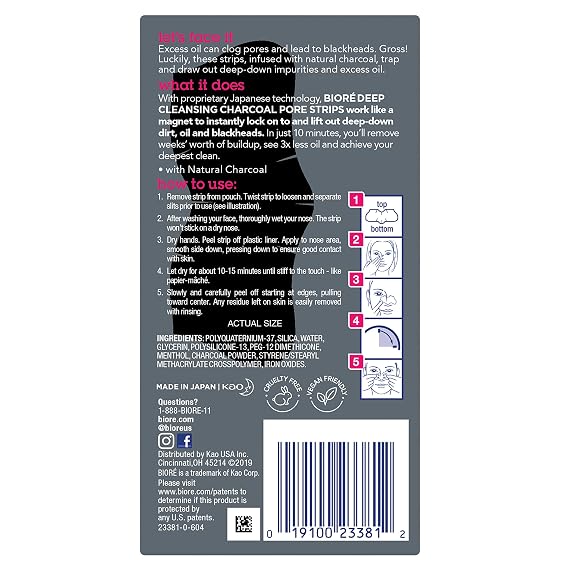 Biore Nose+Face 24ct Pore Strips with Biore Charcoal 18ct Nose Strips